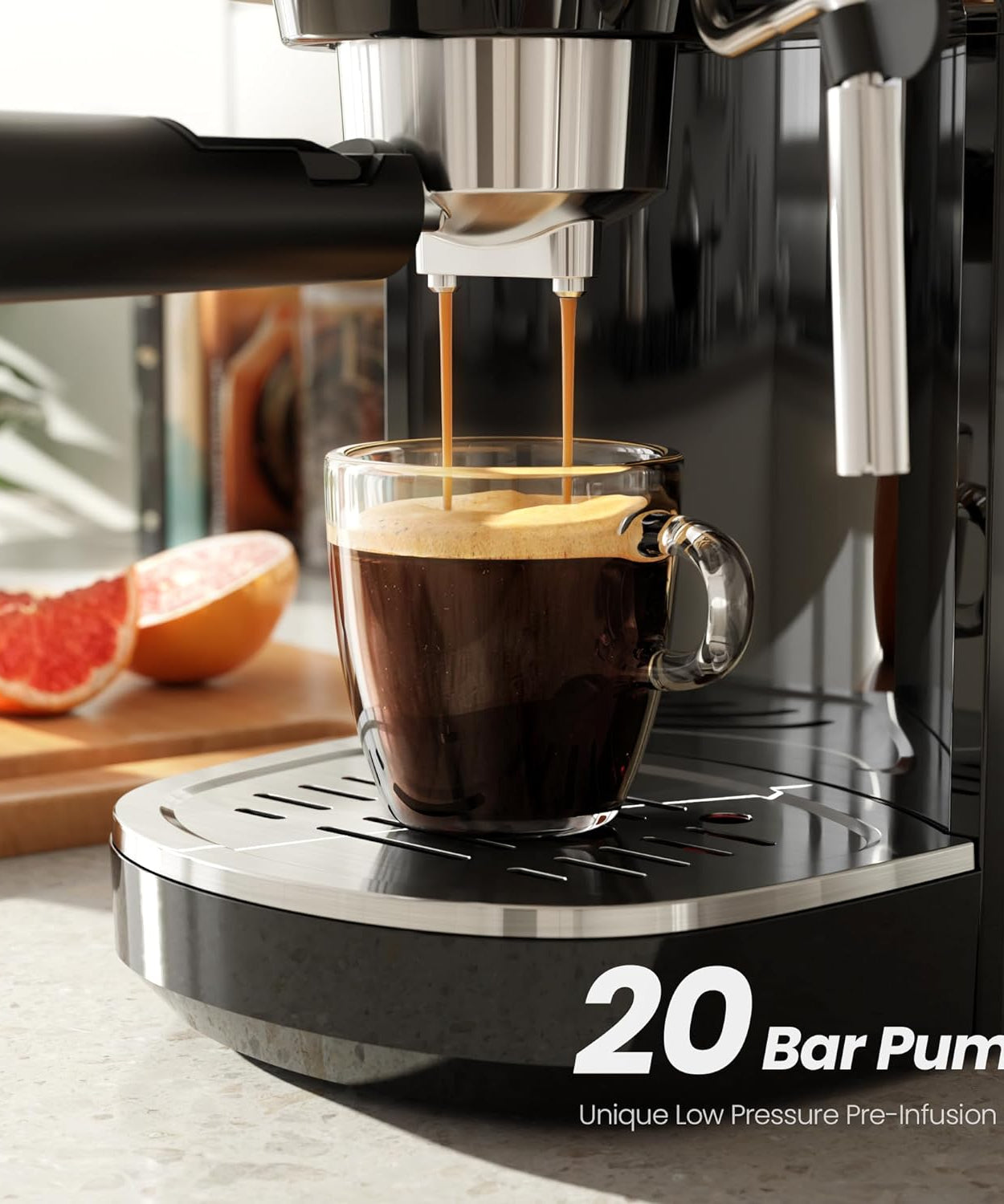 Espresso Machine ,Semi-Automatic Coffee Maker with Bean Grinder and Milk Frother Steam Wand CM8050 - Grazingbelles