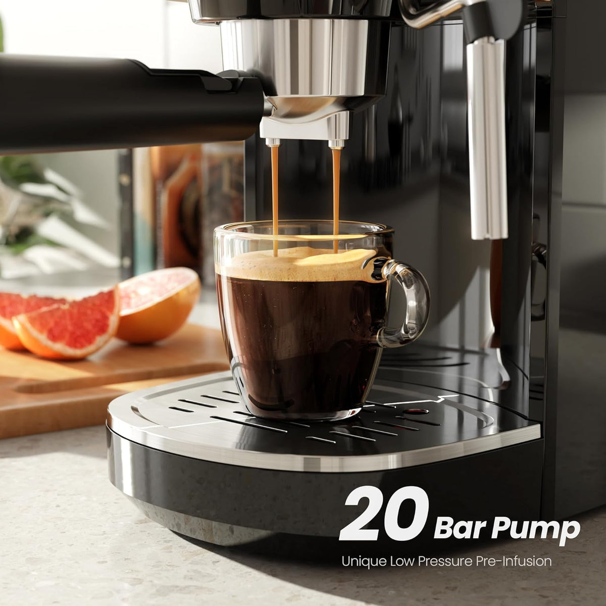 Espresso Machine ,Semi-Automatic Coffee Maker with Bean Grinder and Milk Frother Steam Wand CM8050 - Grazingbelles
