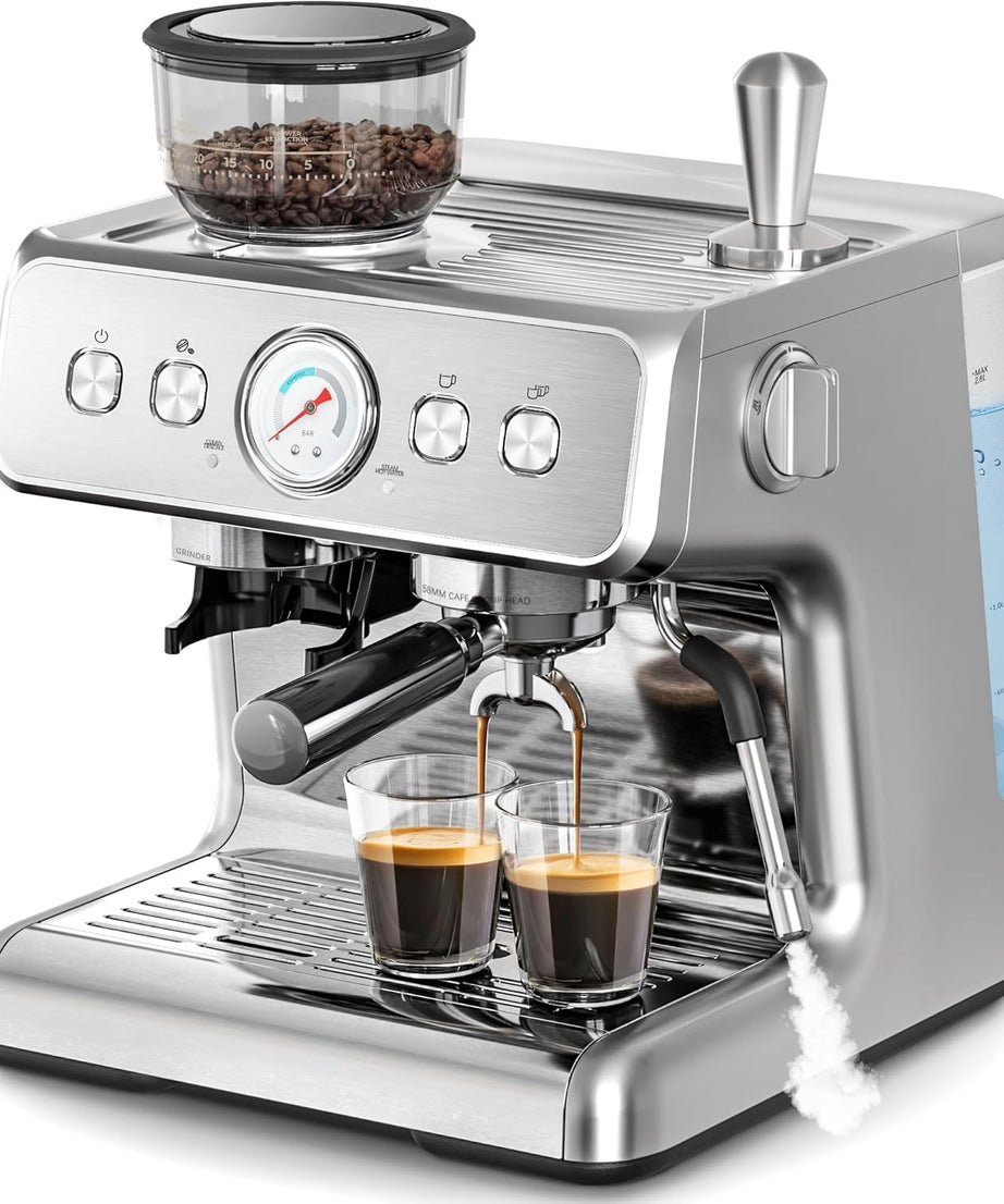 Espresso Machine ,Semi-Automatic Coffee Maker with Bean Grinder and Milk Frother Steam Wand CM8050 - Grazingbelles