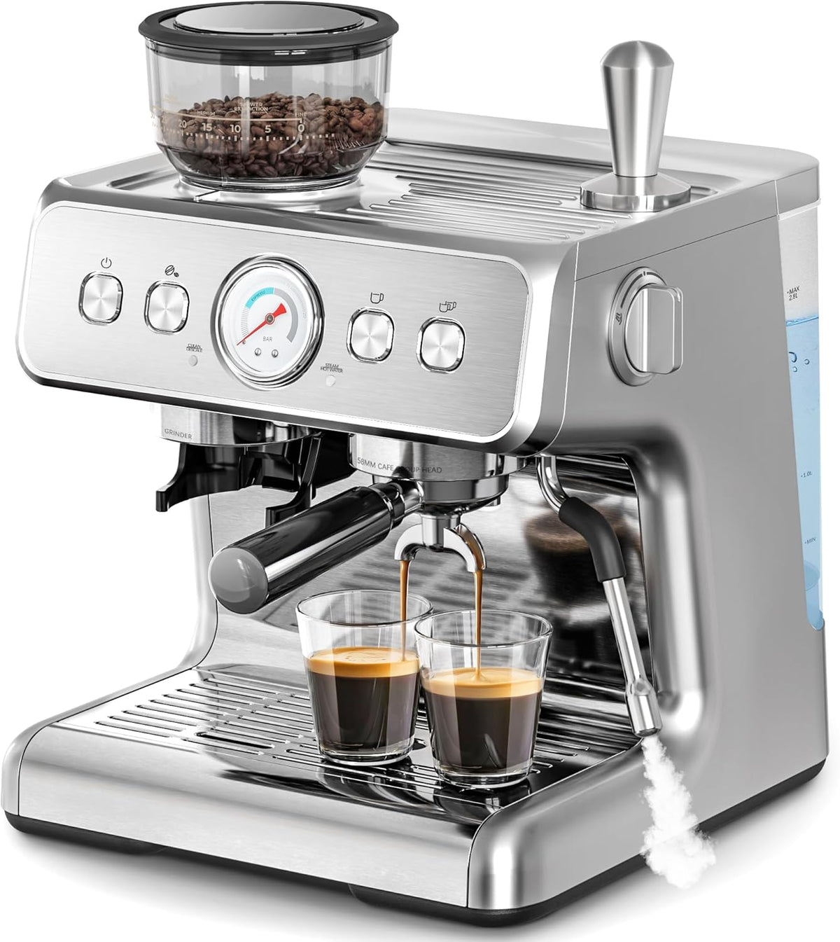 Espresso Machine ,Semi-Automatic Coffee Maker with Bean Grinder and Milk Frother Steam Wand CM8050 - Grazingbelles
