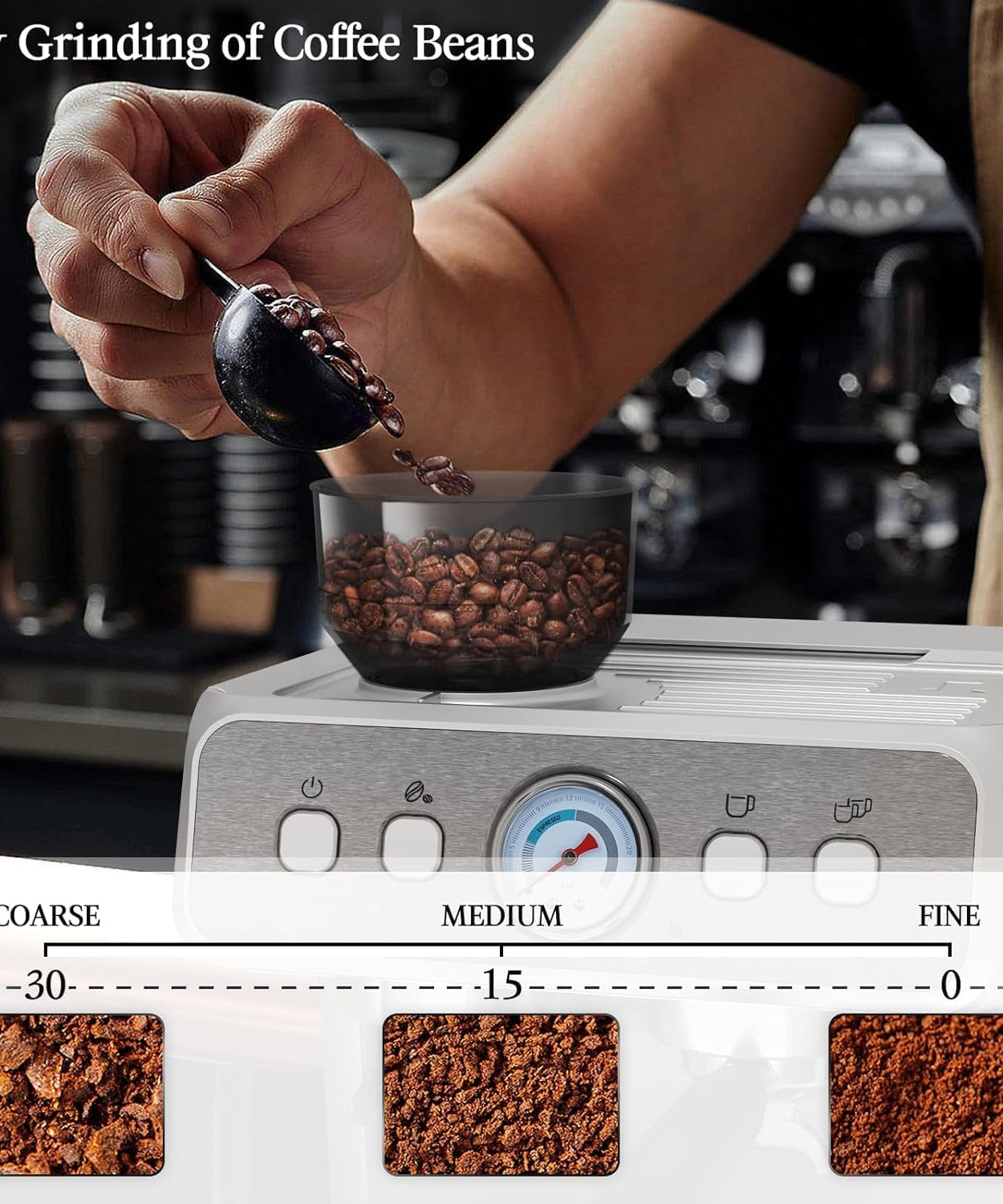 Espresso Machine ,Semi-Automatic Coffee Maker with Bean Grinder and Milk Frother Steam Wand CM8050 - Grazingbelles