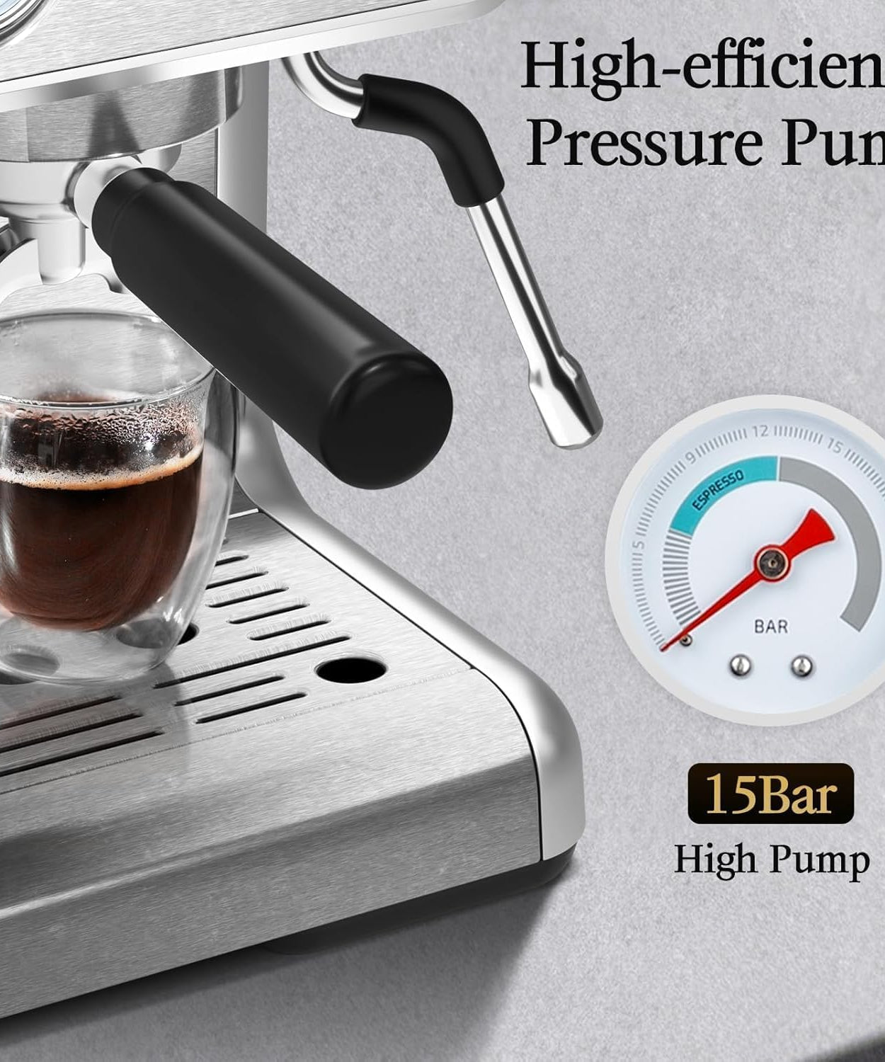 Espresso Machine ,Semi-Automatic Coffee Maker with Bean Grinder and Milk Frother Steam Wand CM8050 - Grazingbelles