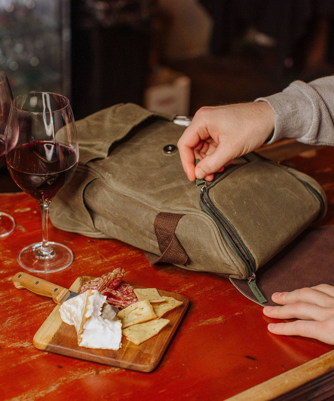 2 Bottle Insulated Wine & Cheese Cooler Tote