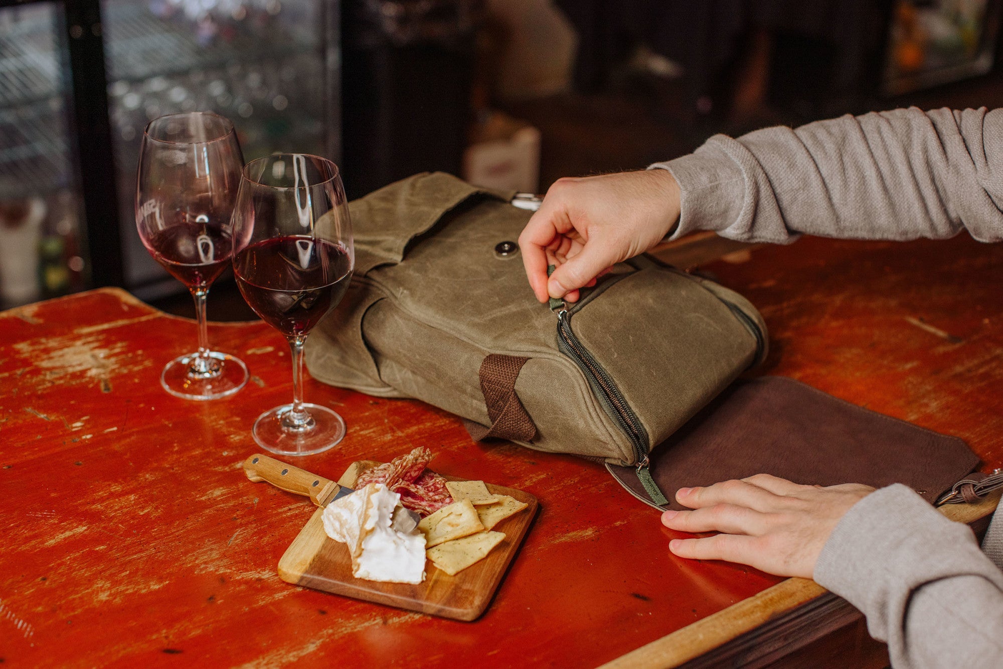 2 Bottle Insulated Wine & Cheese Cooler Tote