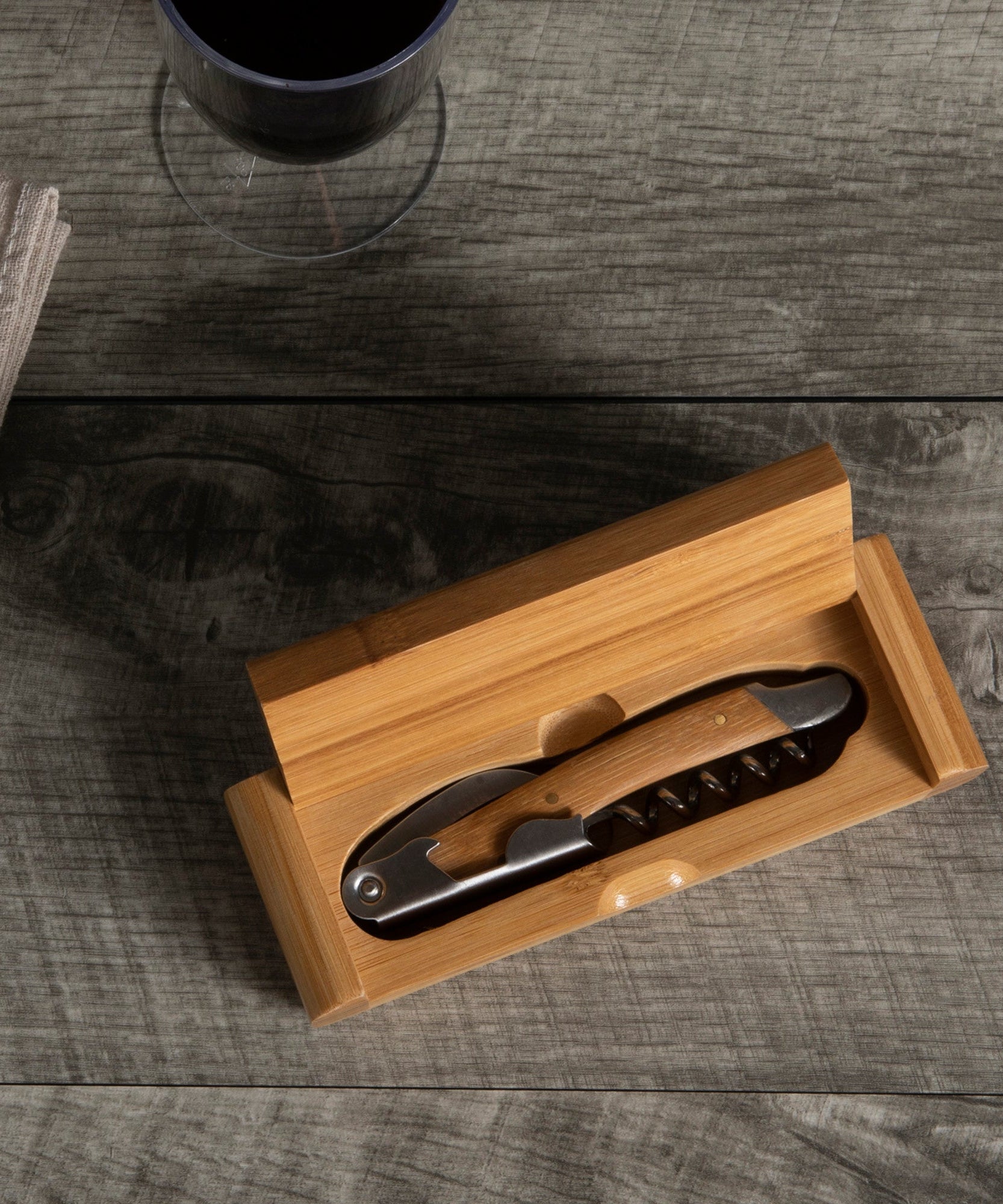 Elan Deluxe Corkscrew In Bamboo Box