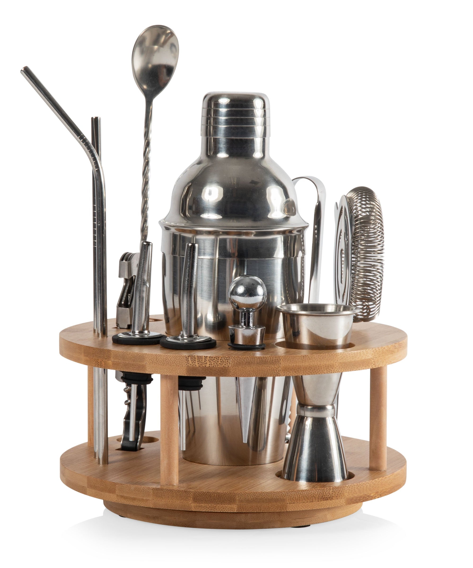 Lazy Susan Bar Tool Set (Bamboo & Stainless Steel)