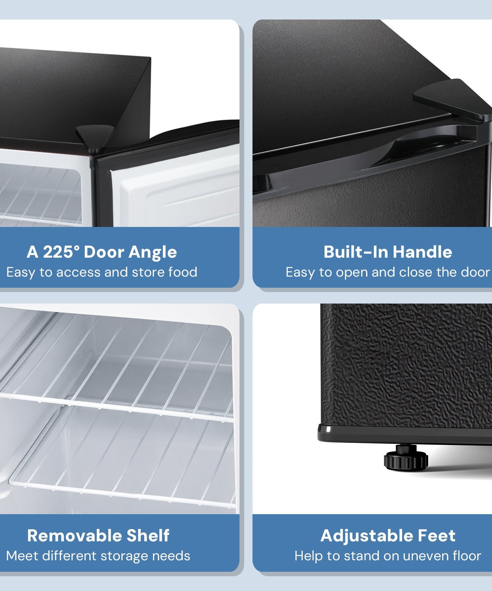 Free Standing Upright Freezer with Removable Shelf, Adjustable Thermostat, Compact Reversible Single Door Vertical Freezers