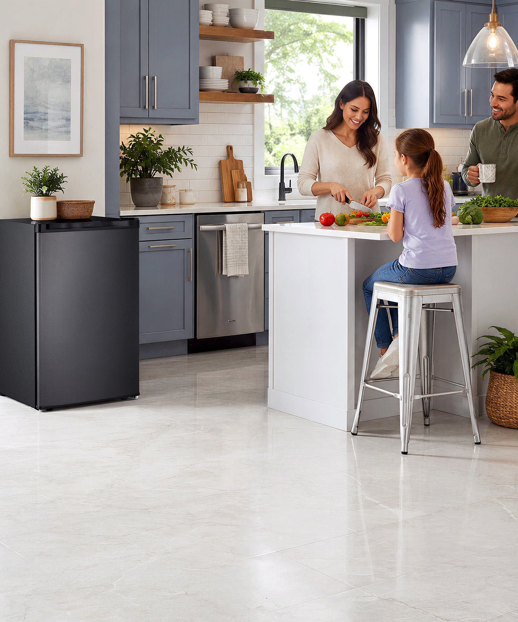 Free Standing Upright Freezer with Removable Shelf, Adjustable Thermostat, Compact Reversible Single Door Vertical Freezers