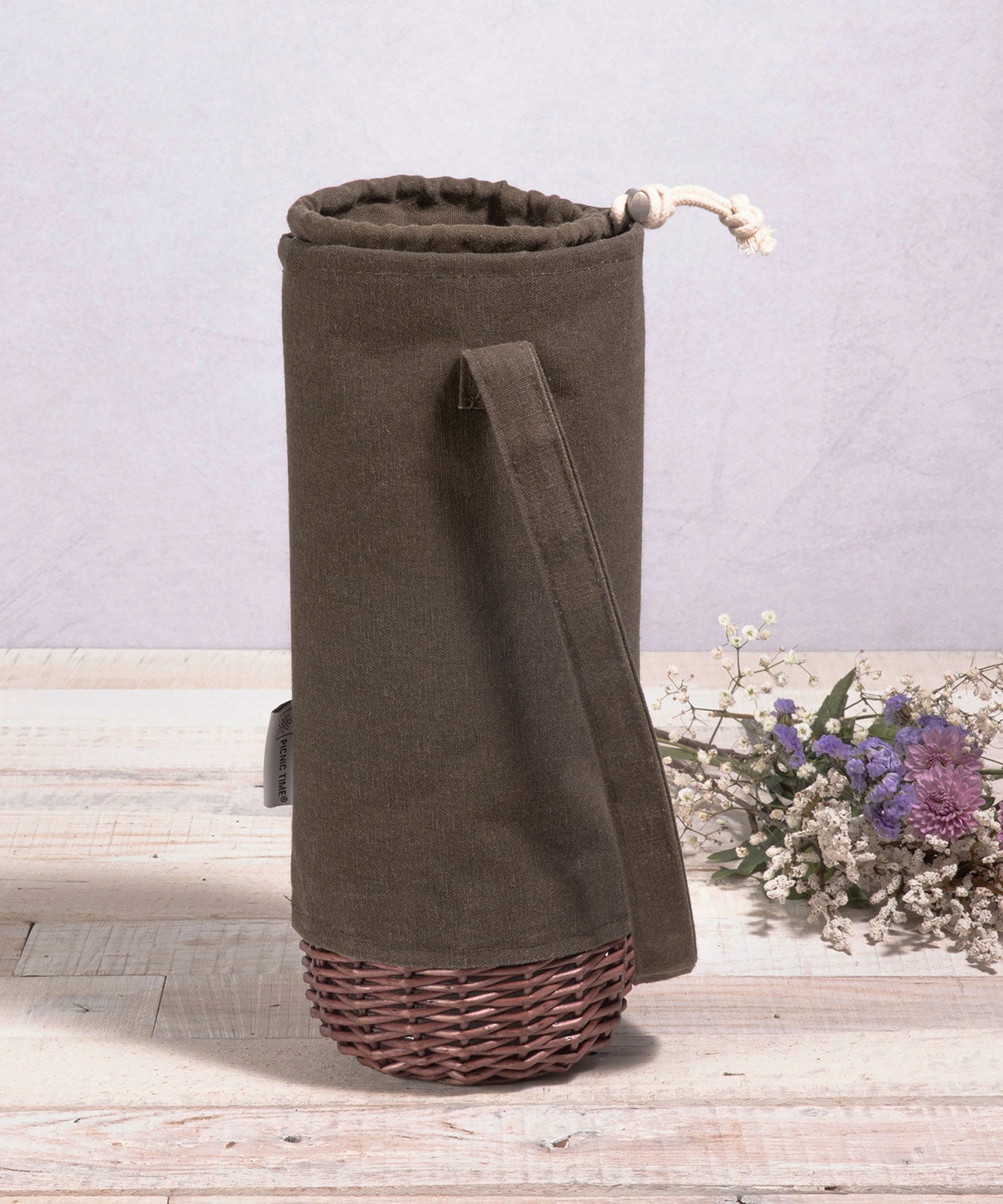 Malbec Insulated Canvas and Willow Wine Bottle Basket