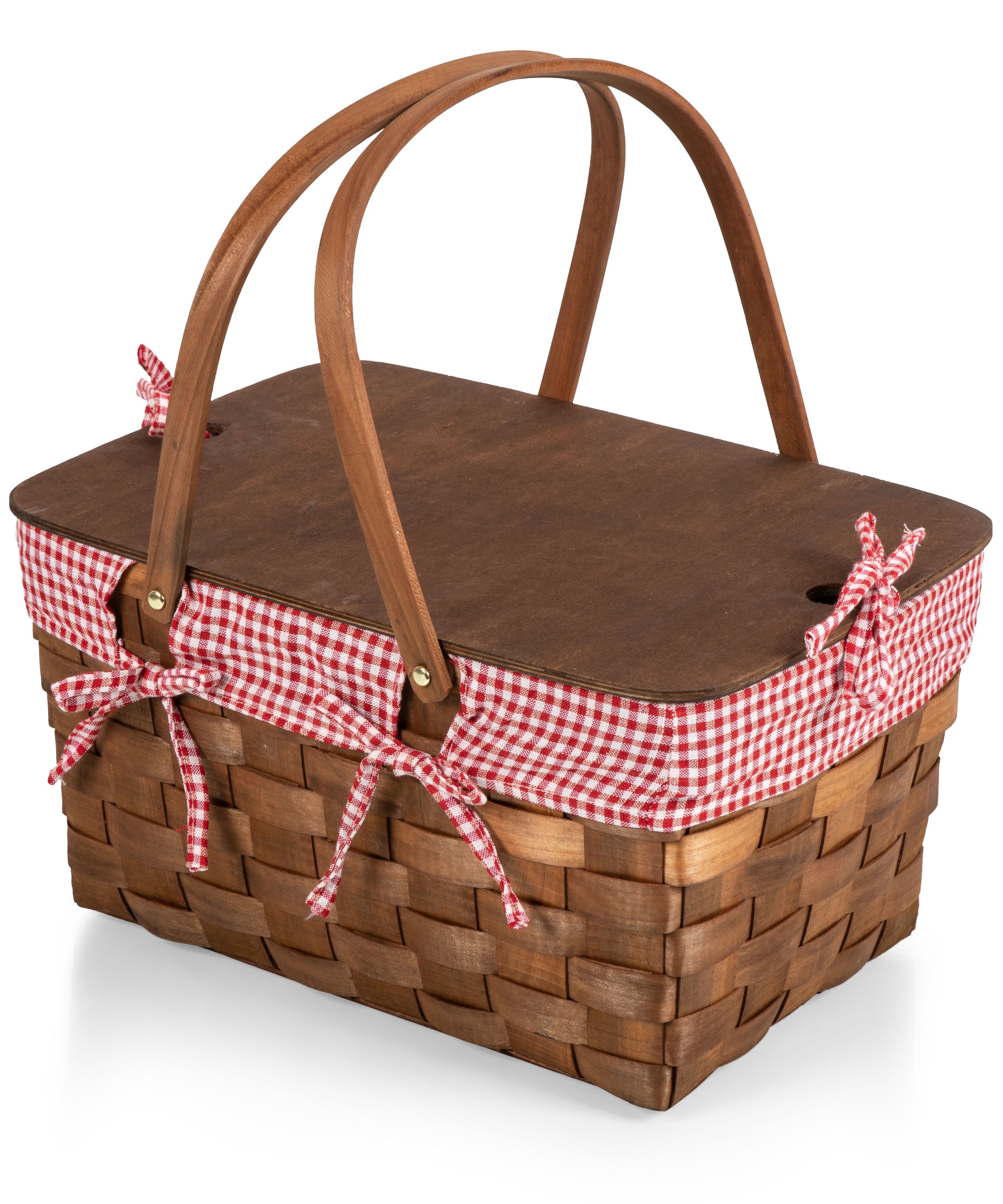 Kansas Handwoven Wood Picnic Basket