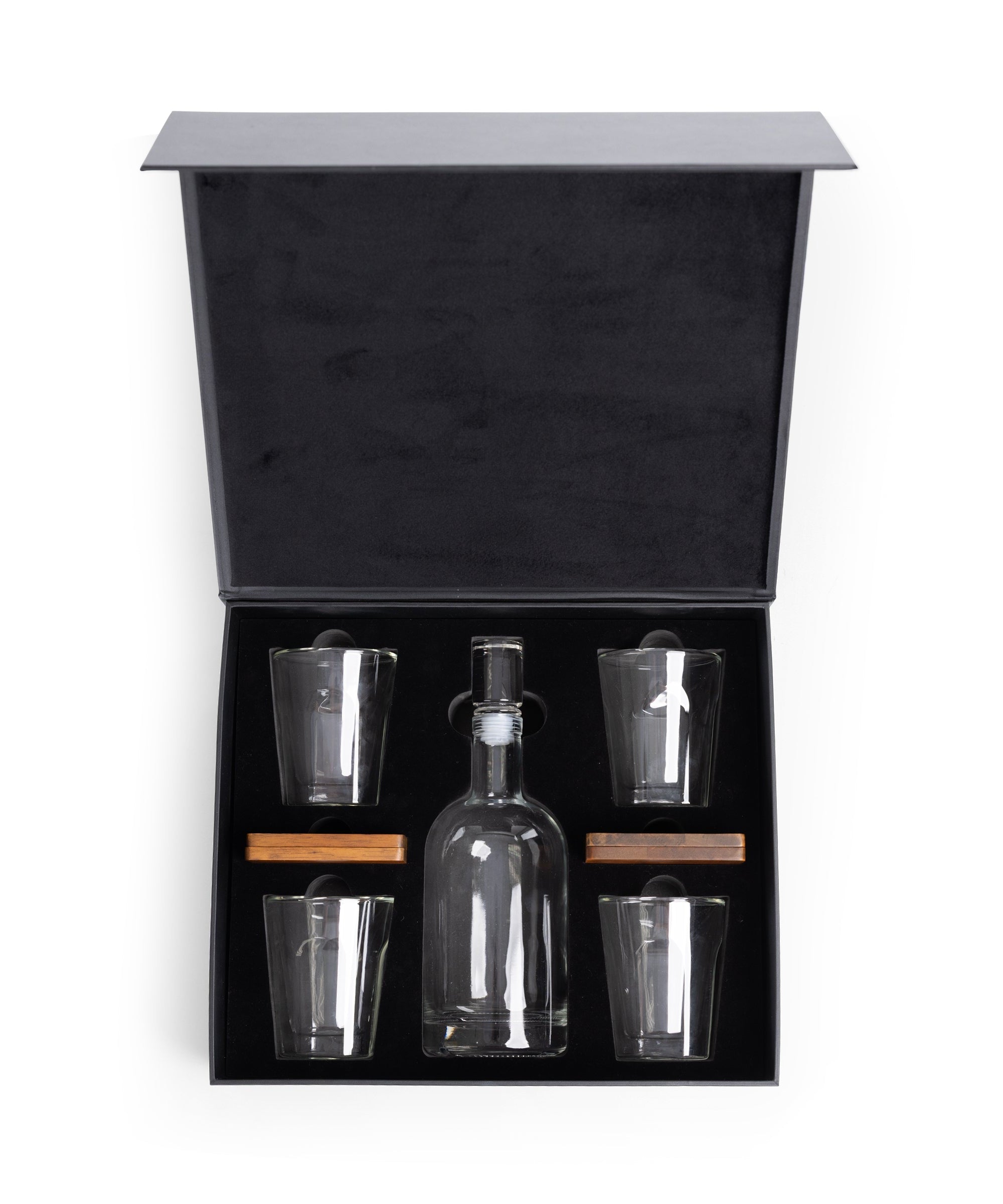 Ambassador Whiskey Box with Decanter and 4 Lowball Glasses