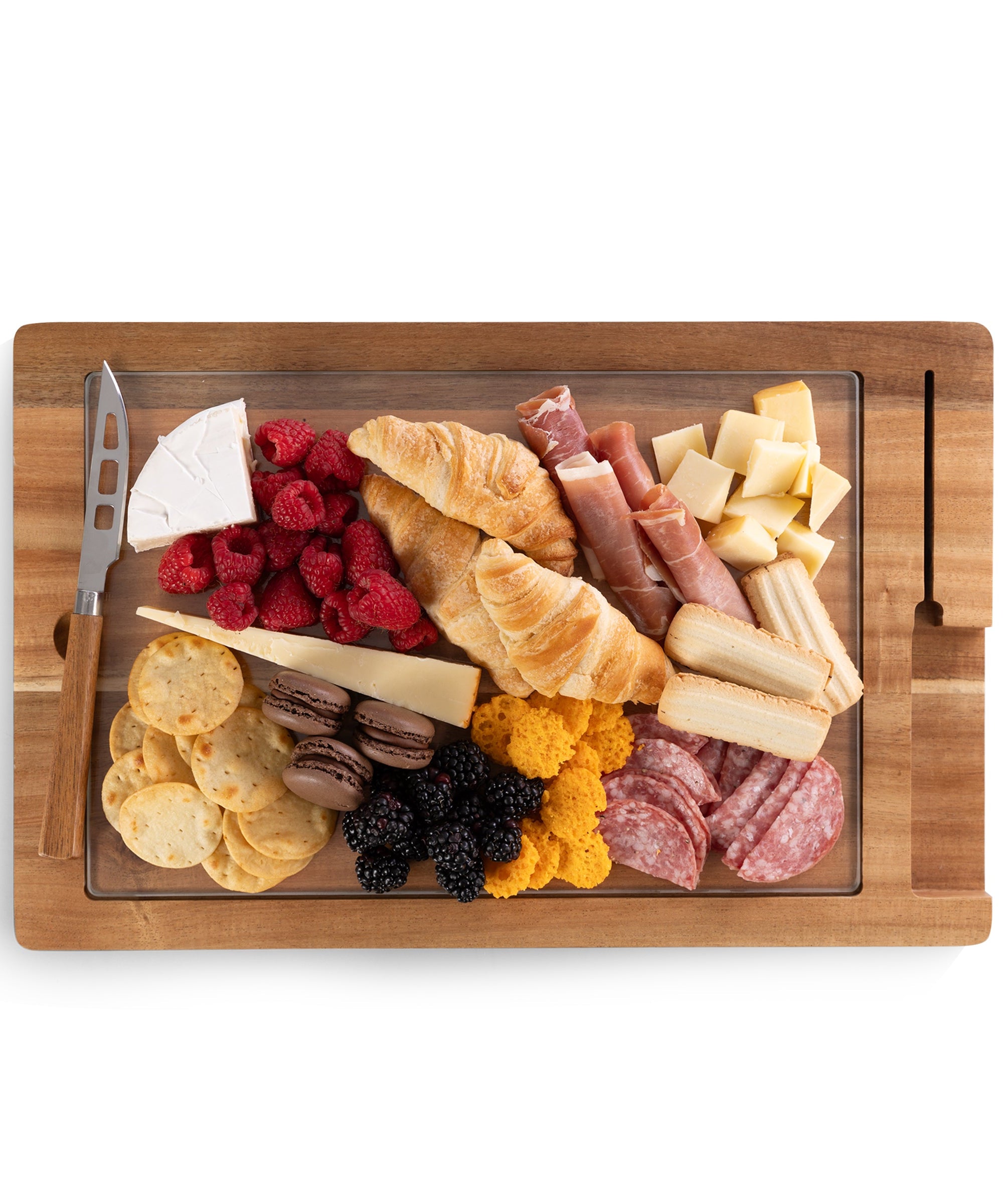 Ventana - Tempered Glass and Acacia Cheese Board and Knife Set