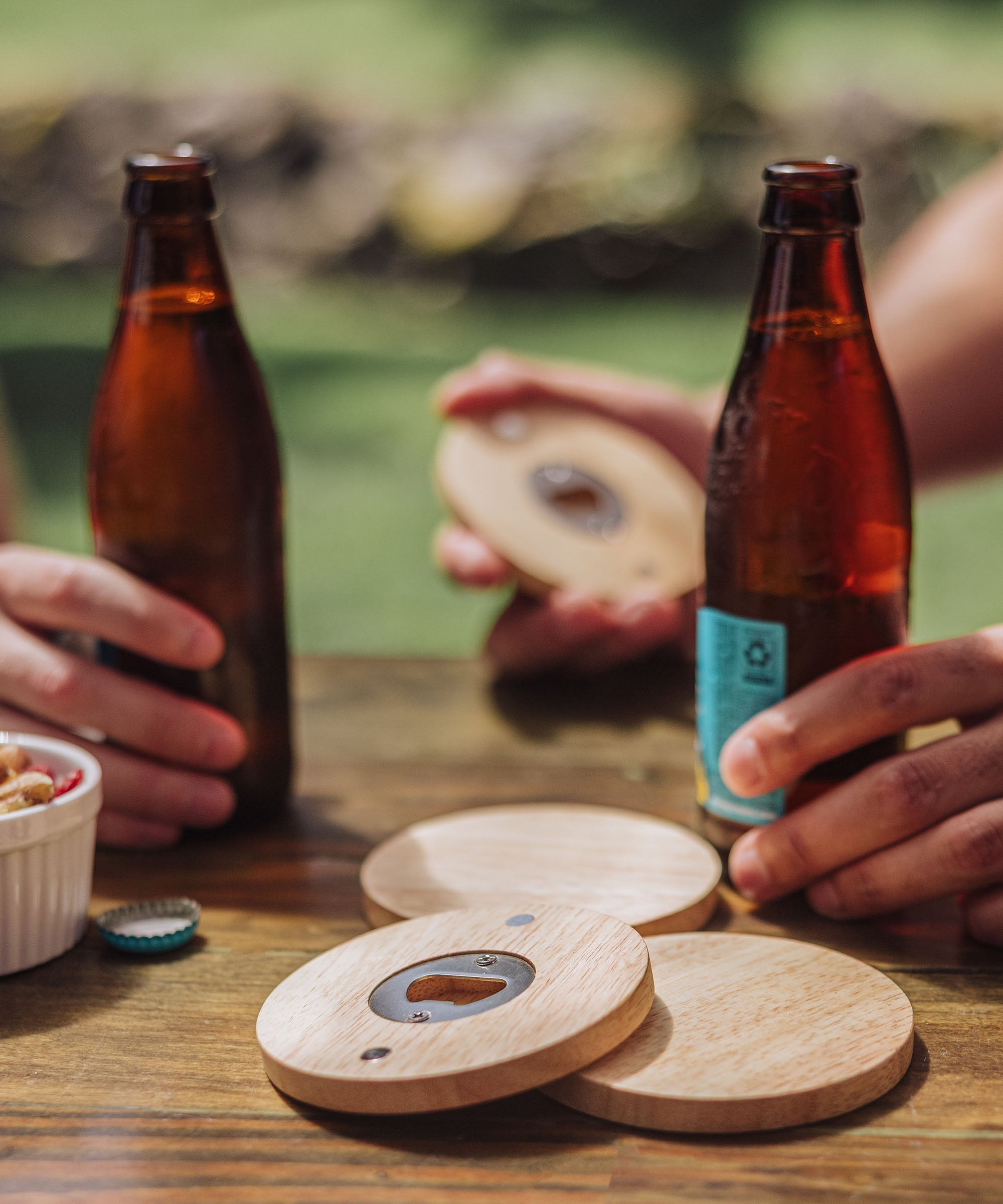 Coasters with Bottle Openers Set of 4