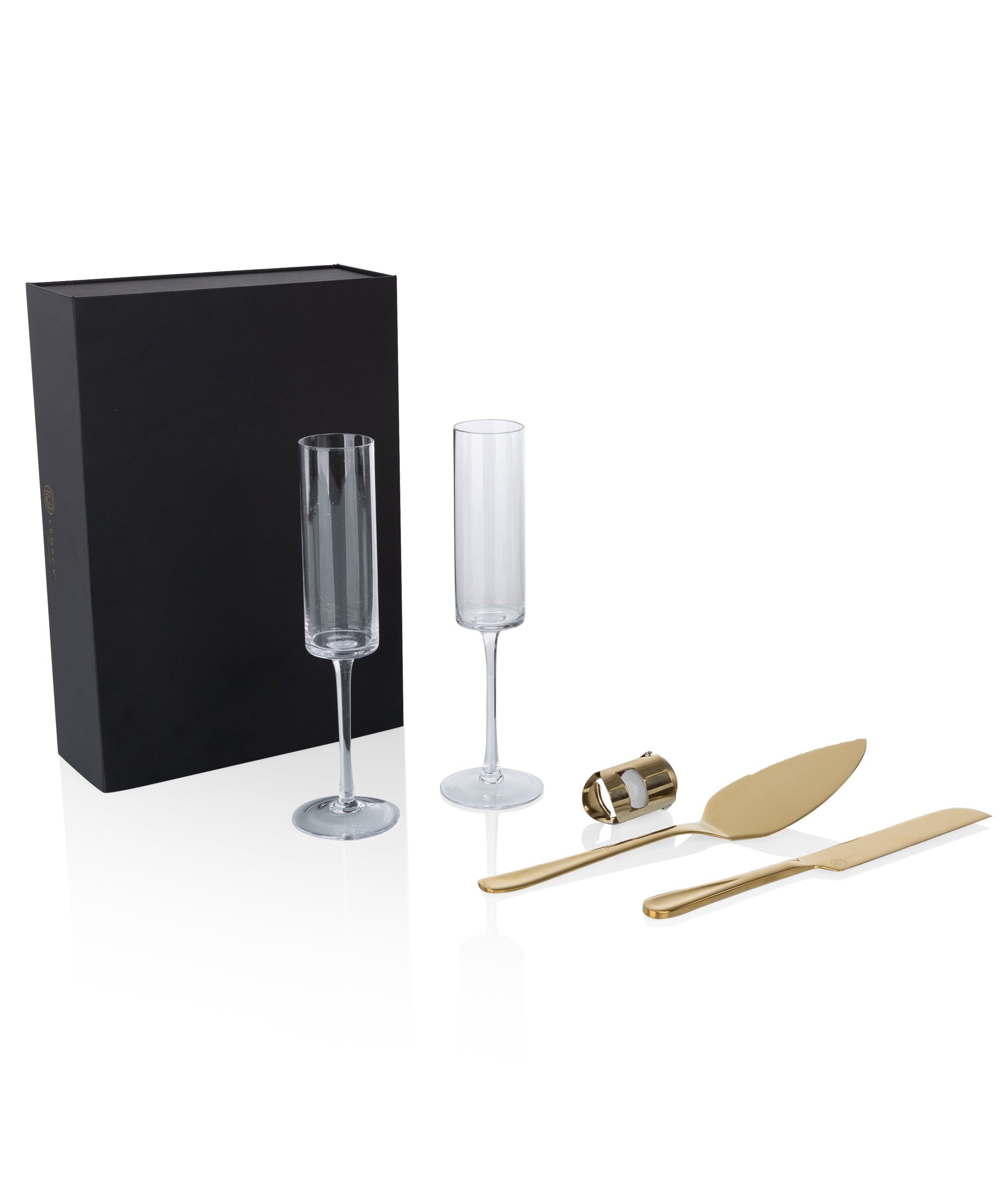 Arbane Champagne Glass Set with Cake Knife