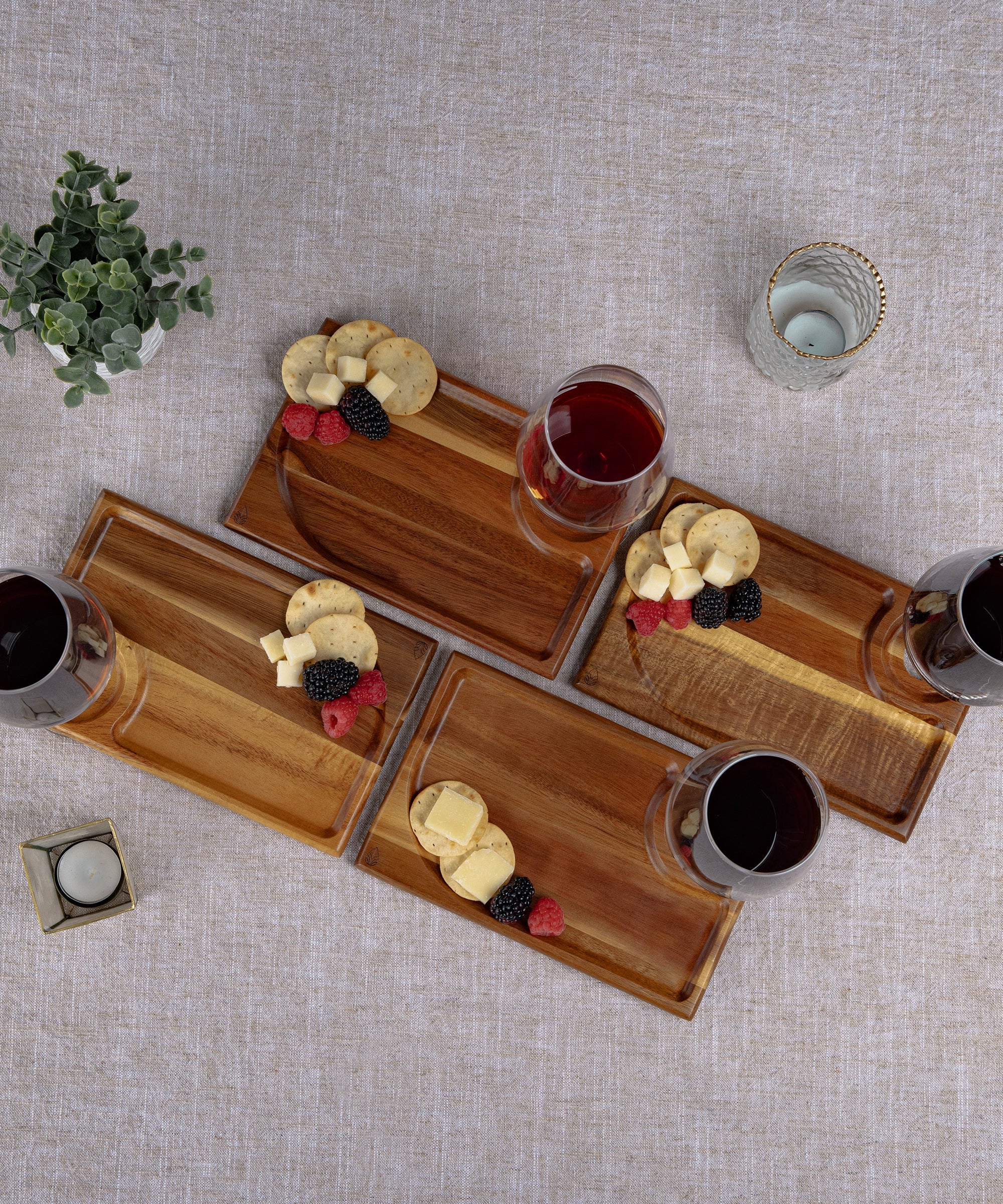 Rectangle Wine Appetizer Plate Set of 4