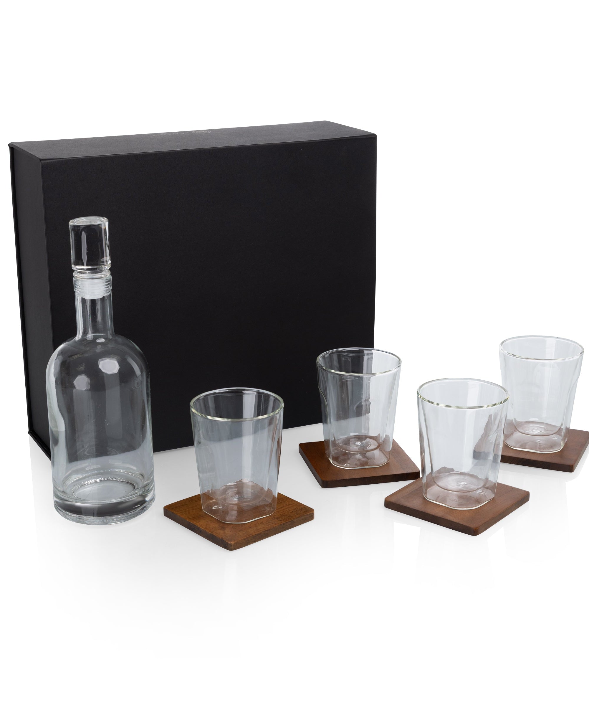 Ambassador Whiskey Box with Decanter and 4 Lowball Glasses