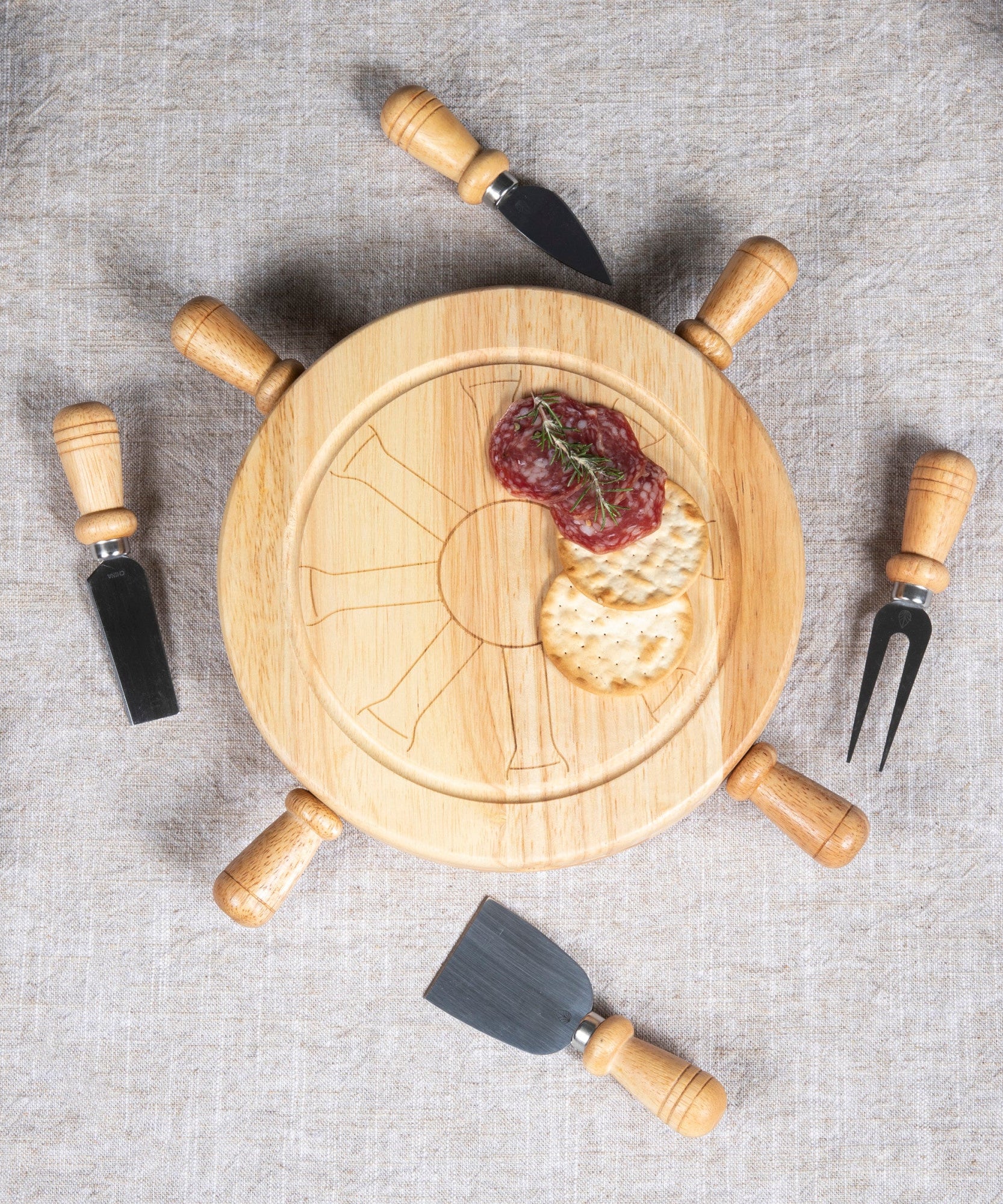 Mariner Lazy Susan Cheese Cutting Board & Tools Set