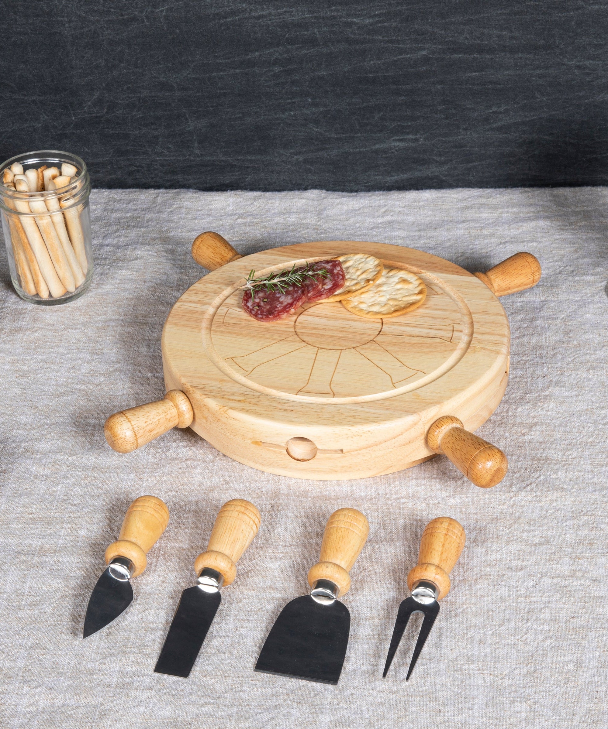 Mariner Lazy Susan Cheese Cutting Board & Tools Set