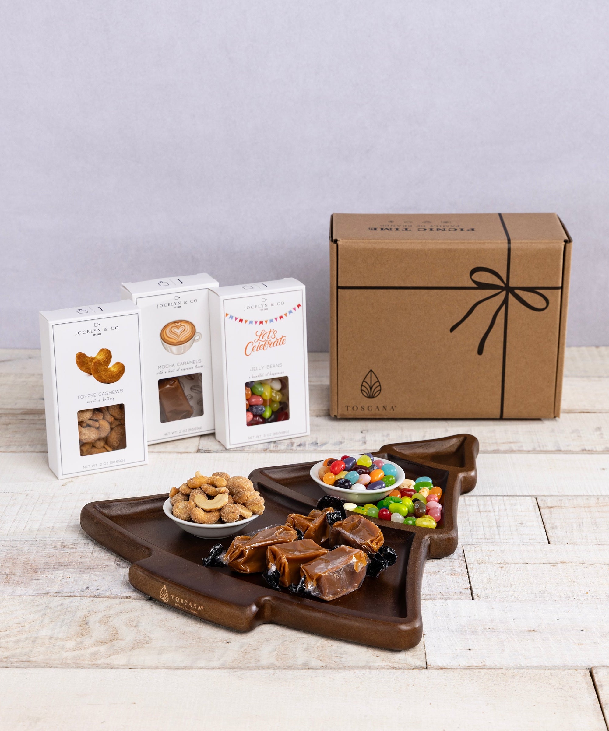 Christmas Tree Serving Tray with Gourmet Gift Pack