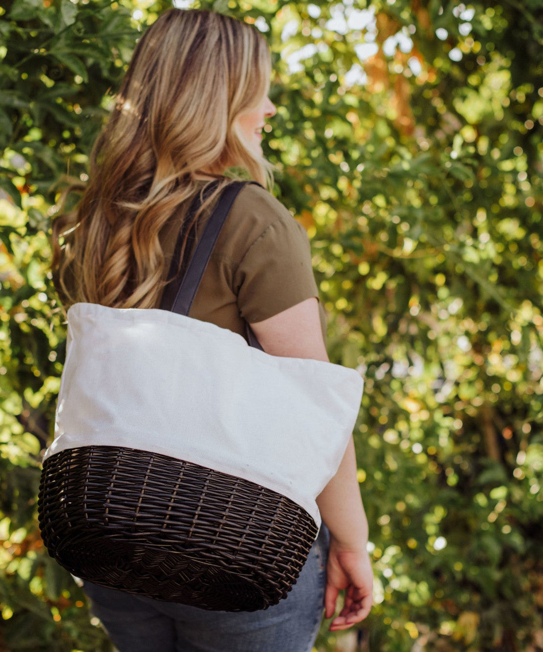 Coronado Canvas and Willow Basket Tote
