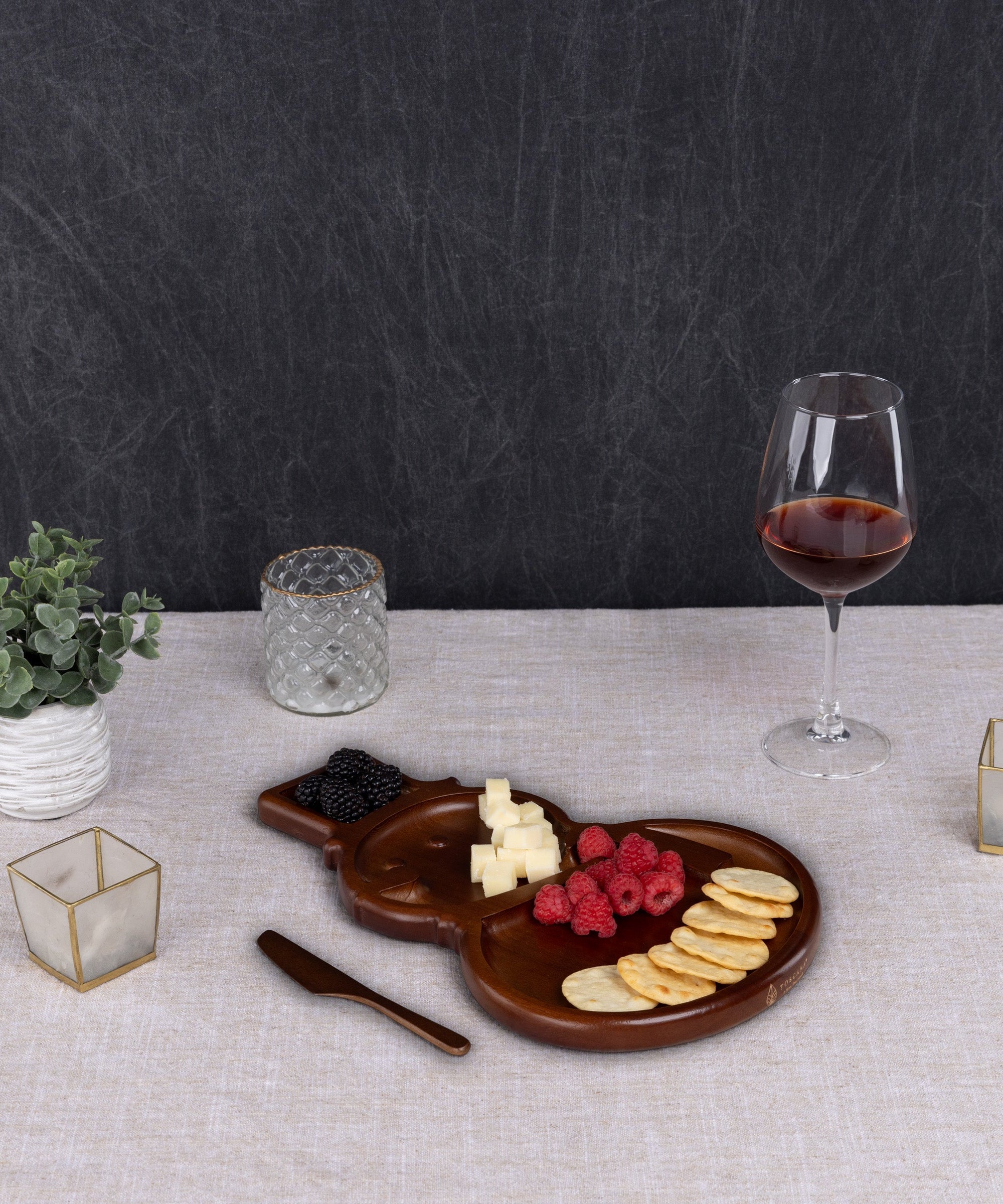 Reversible Snowman Sectioned Serving Tray with Knife