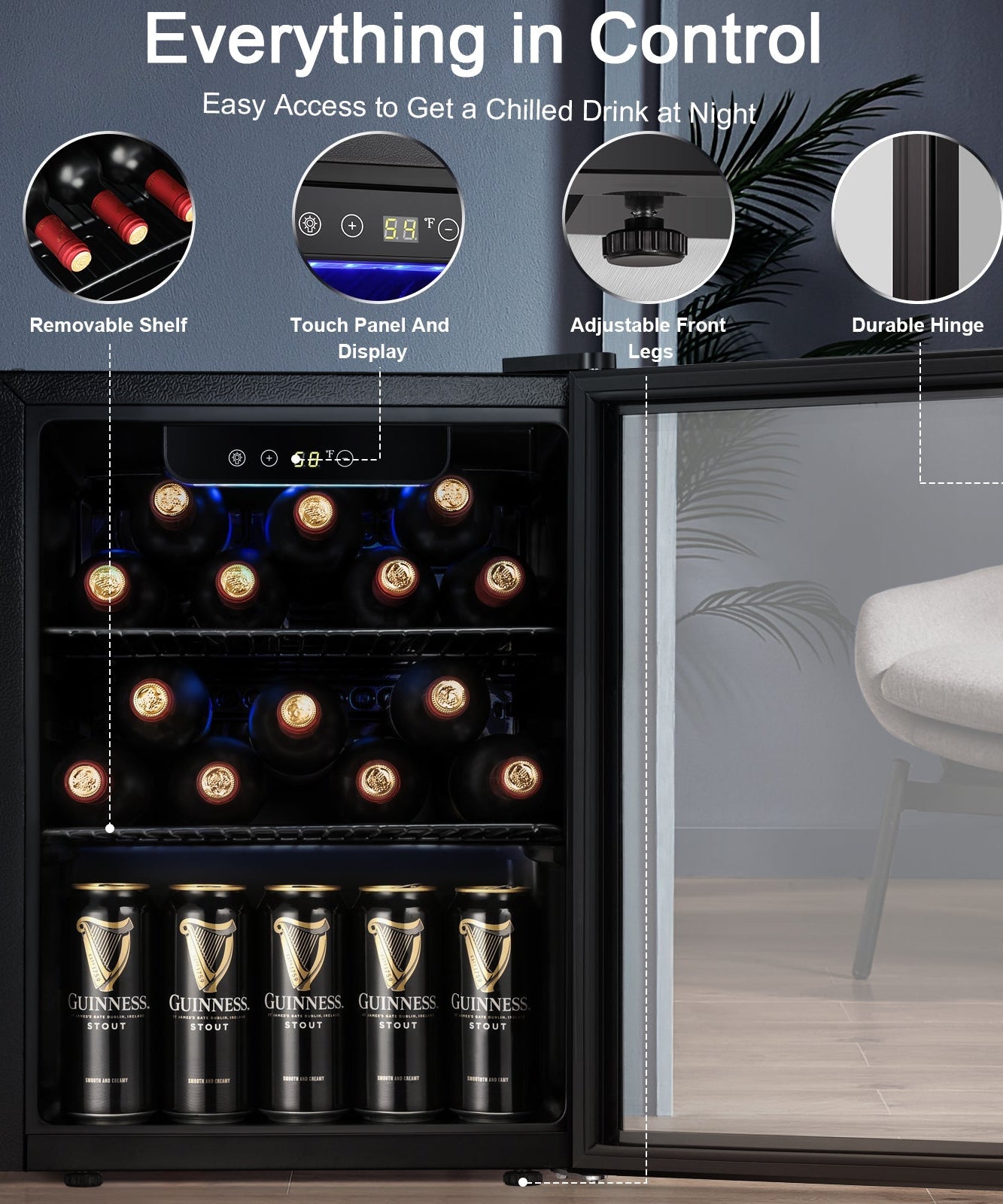 Kismile 1.7 Cu.ft Beverage Refrigerator and Cooler W5848H