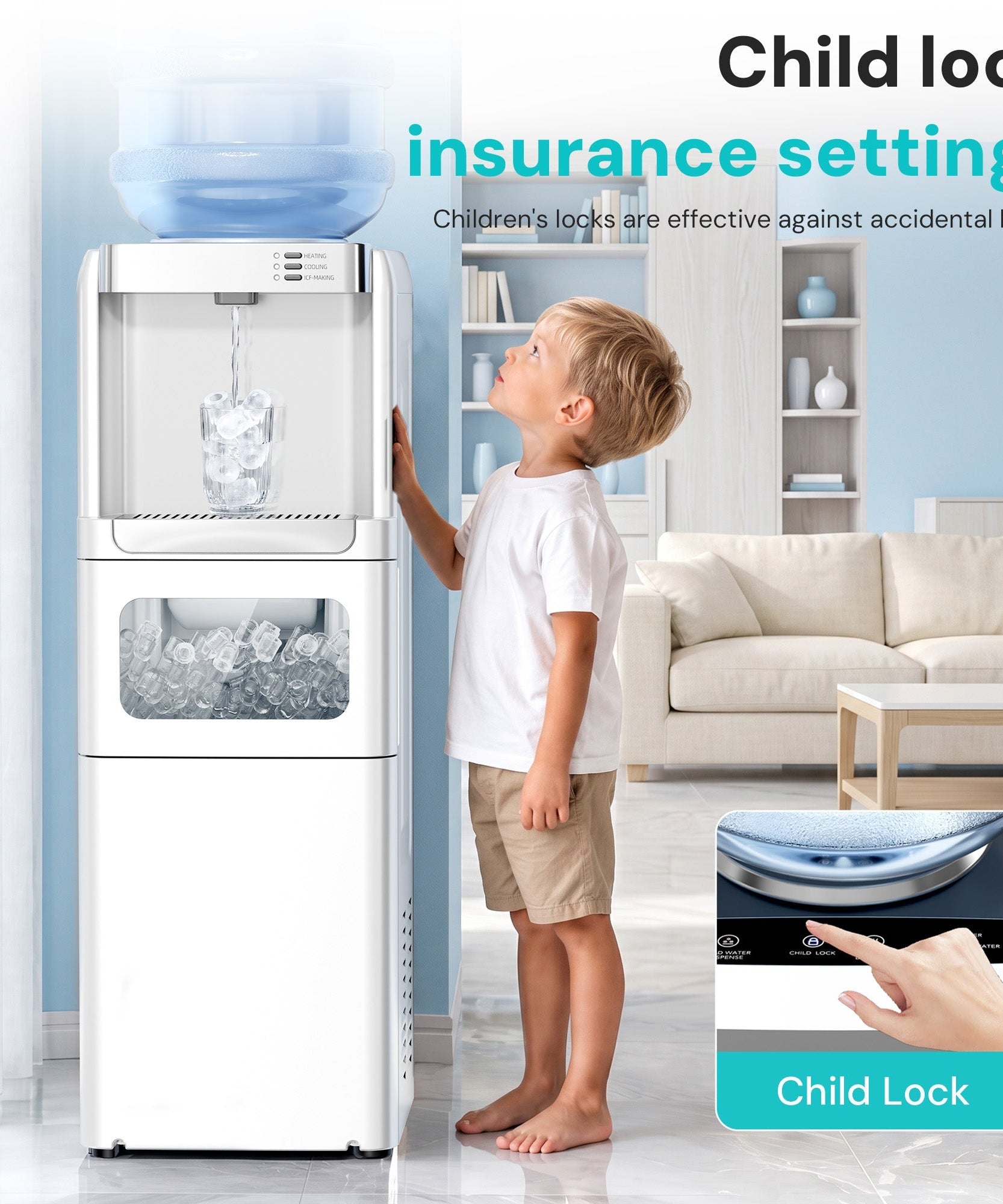 Kismile 3 in 1 Water Cooler Dispenser with Ice Maker WD5815 - Grazingbelles