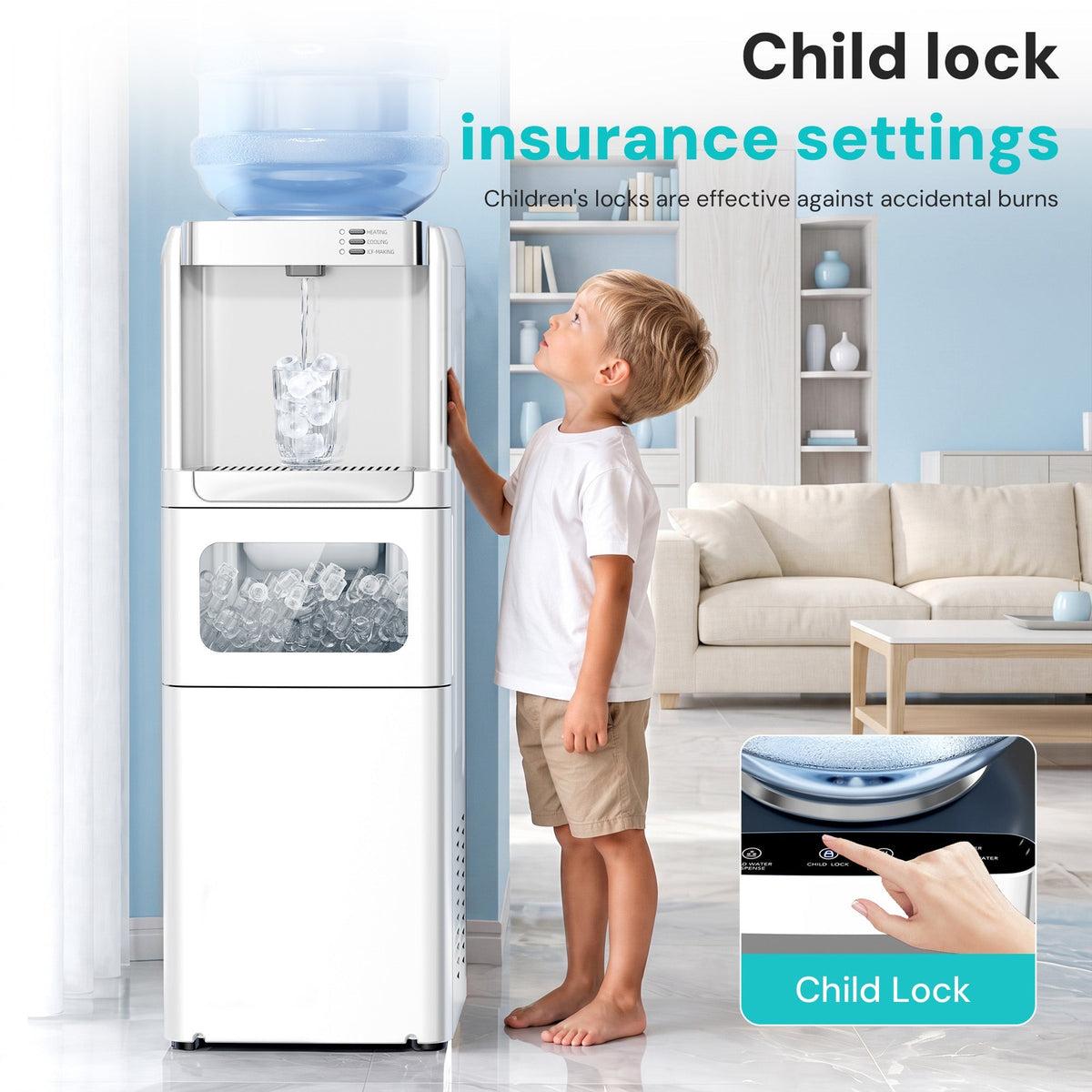 Kismile 3 in 1 Water Cooler Dispenser with Ice Maker WD5815 - Grazingbelles