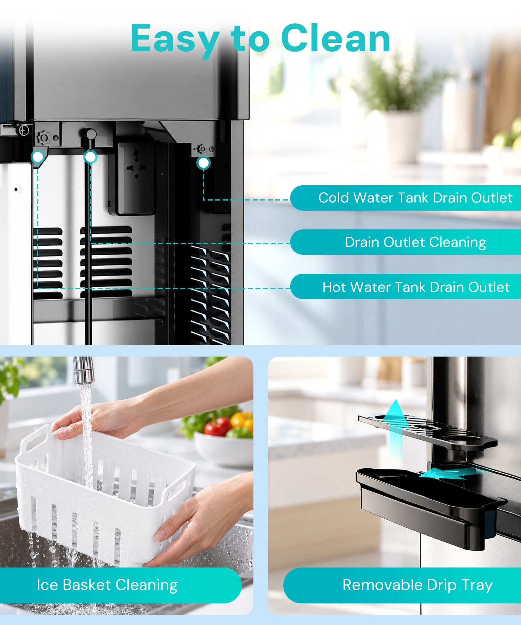 Kismile 3 in 1 Water Cooler Dispenser with Ice Maker WD5815 - Grazingbelles