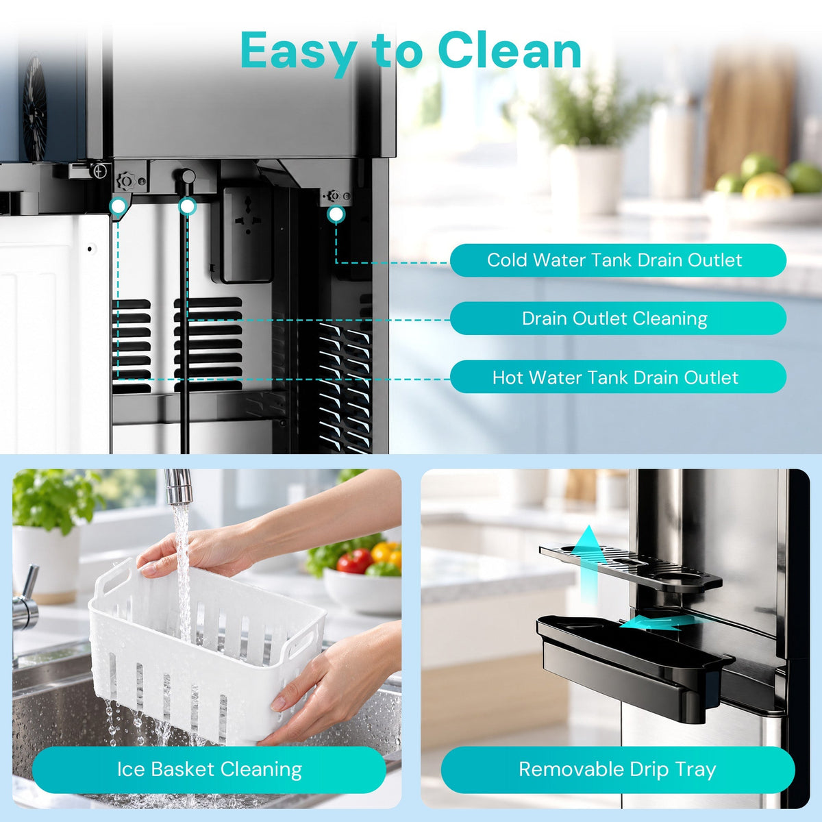 Kismile 3 in 1 Water Cooler Dispenser with Ice Maker WD5815 - Grazingbelles