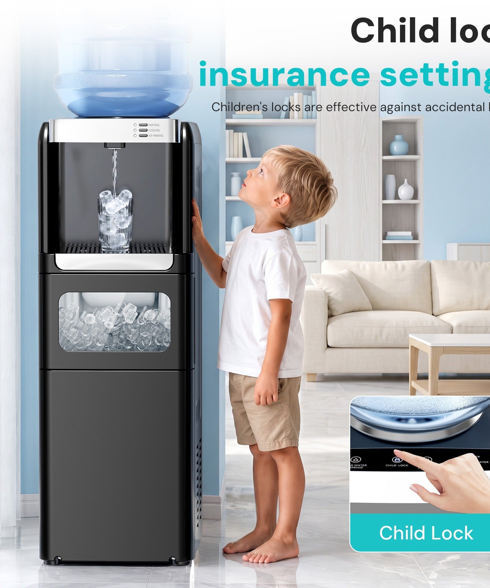 Kismile 3 in 1 Water Cooler Dispenser with Ice Maker WD5815 - Grazingbelles