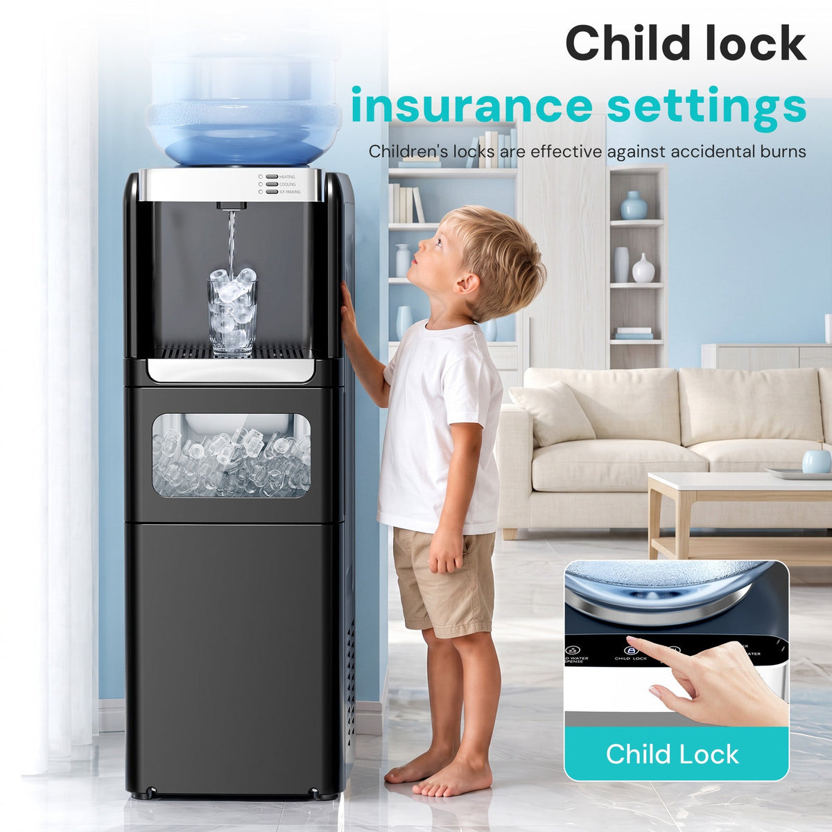 Kismile 3 in 1 Water Cooler Dispenser with Ice Maker WD5815 - Grazingbelles