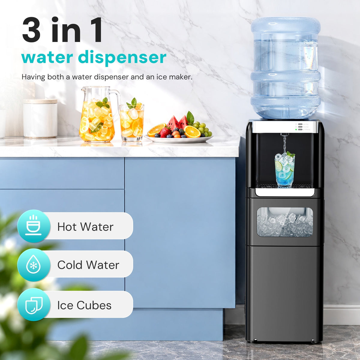 Kismile 3 in 1 Water Cooler Dispenser with Ice Maker WD5815 - Grazingbelles