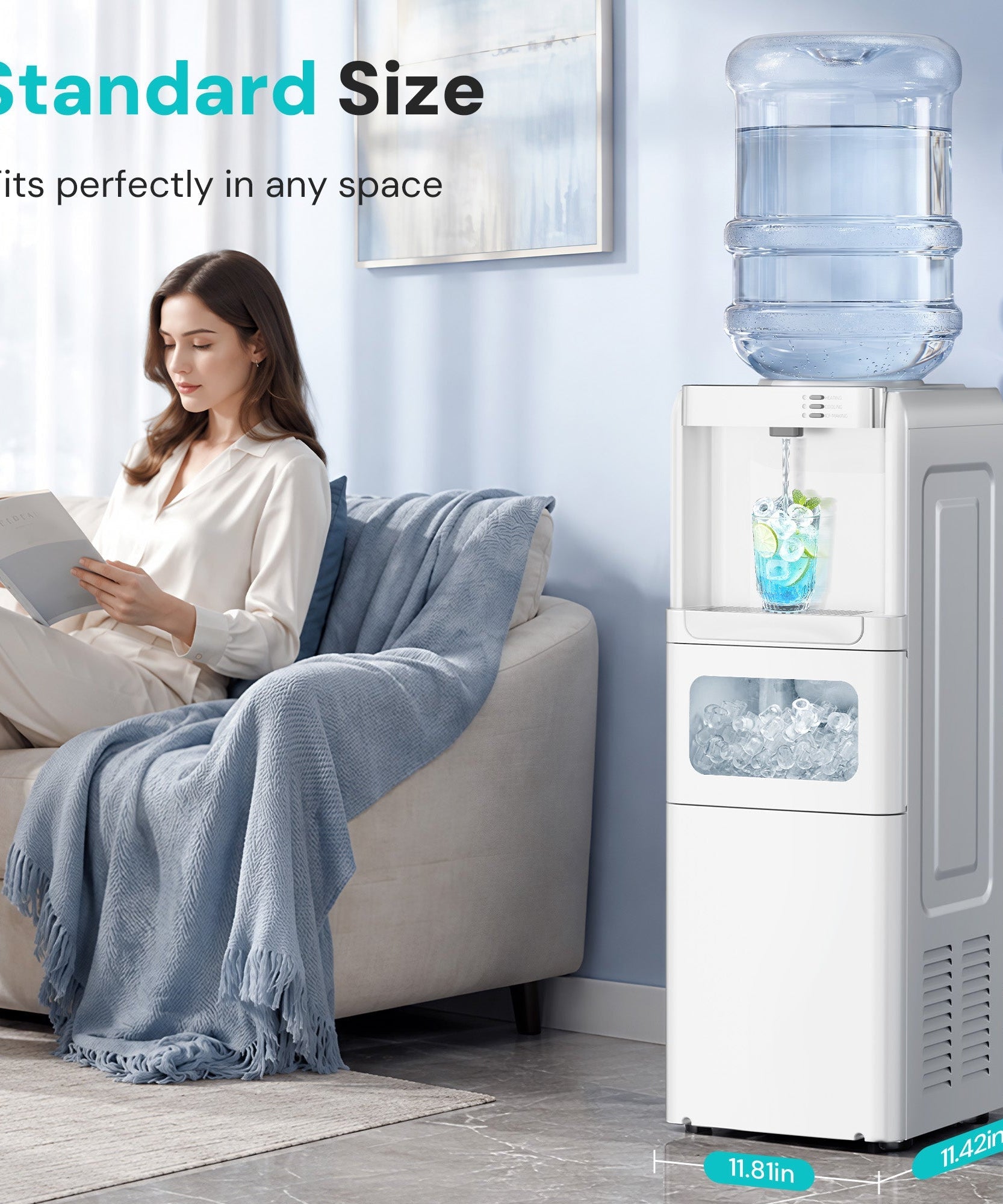 Kismile 3 in 1 Water Cooler Dispenser with Ice Maker WD5815 - Grazingbelles