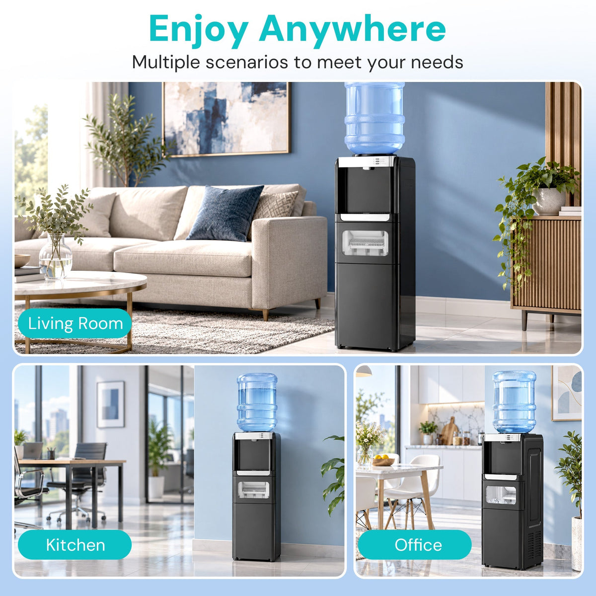 Kismile 3 in 1 Water Cooler Dispenser with Ice Maker WD5815 - Grazingbelles