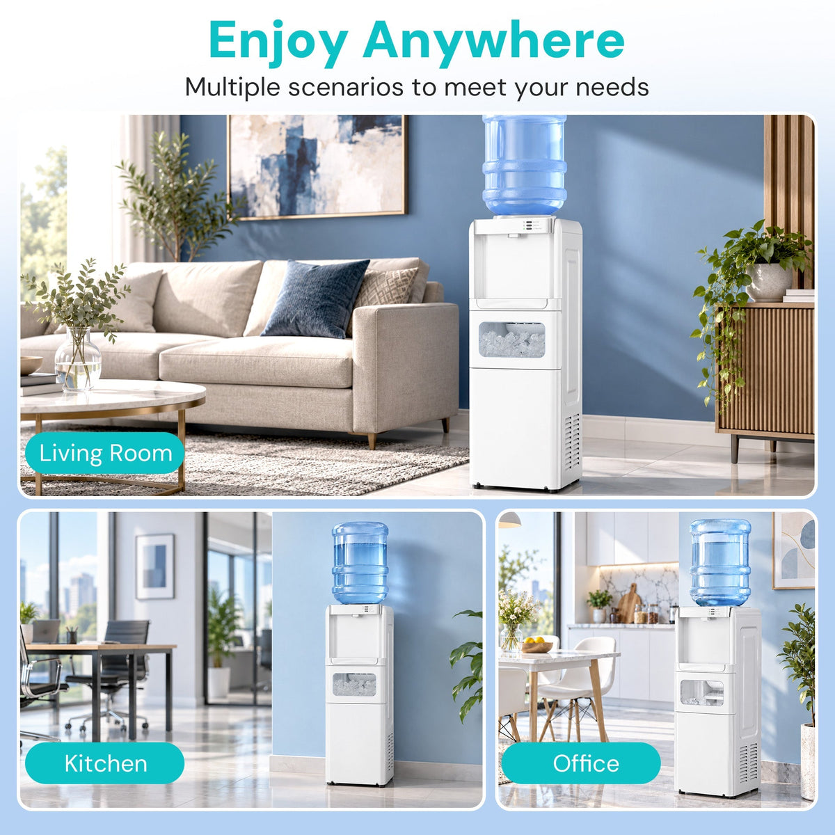 Kismile 3 in 1 Water Cooler Dispenser with Ice Maker WD5815 - Grazingbelles