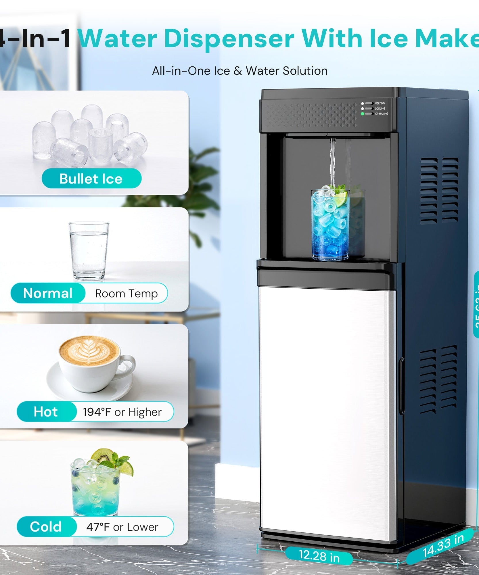 Kismile 3 in 1 Water Cooler Dispenser with Ice Maker WD5815 - Grazingbelles