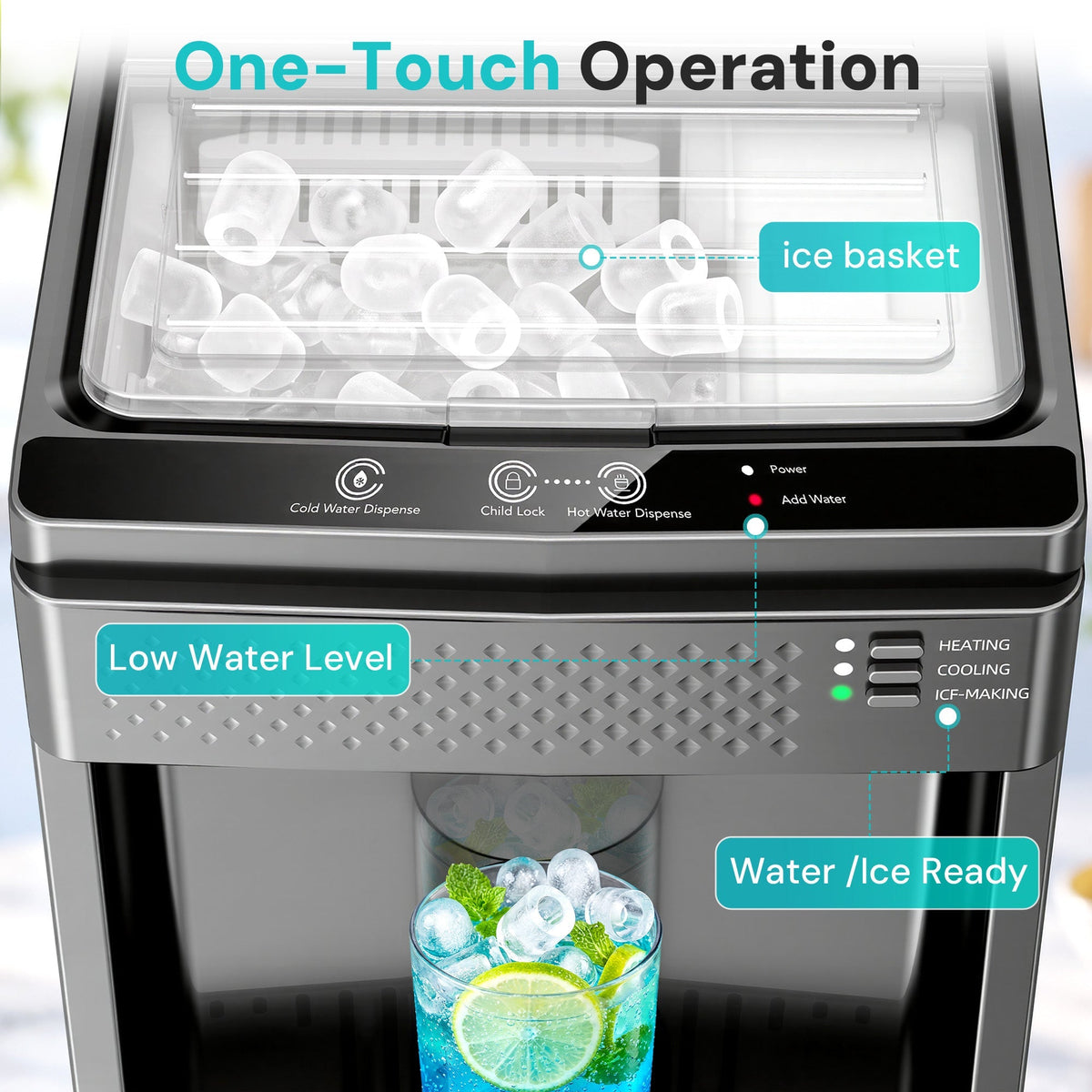 Kismile 3 in 1 Water Cooler Dispenser with Ice Maker WD5815 - Grazingbelles