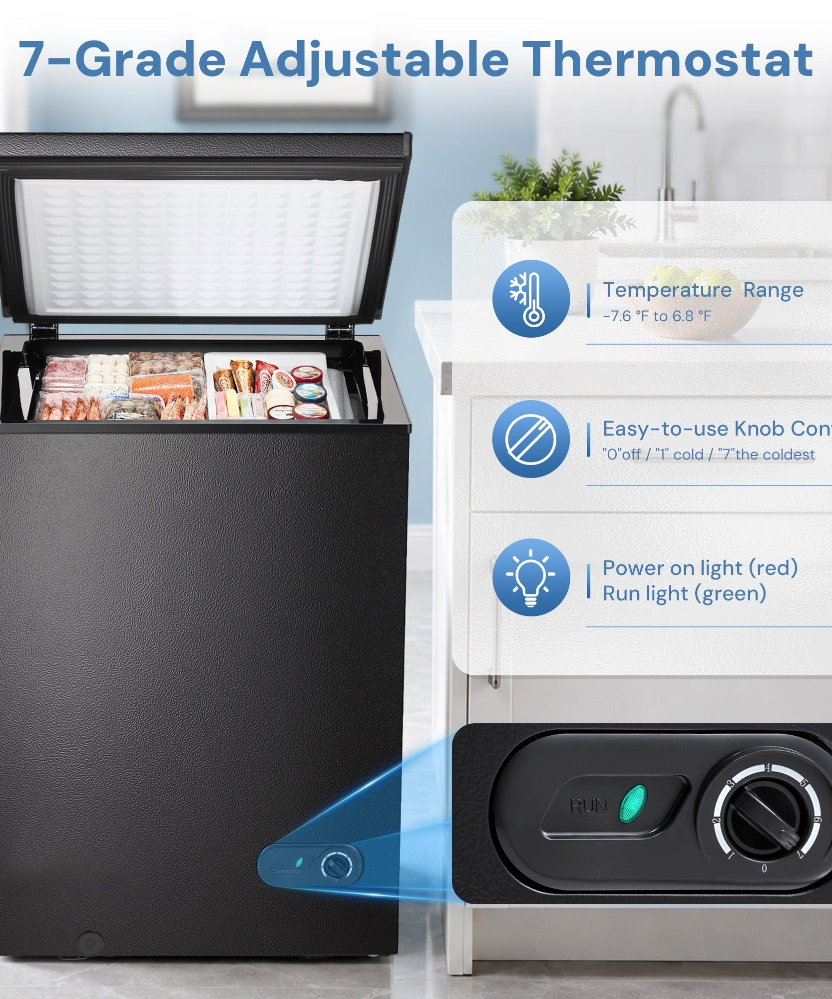 3.5 Cubic Feet Chest Freezer with 2 Removable Baskets D5897H