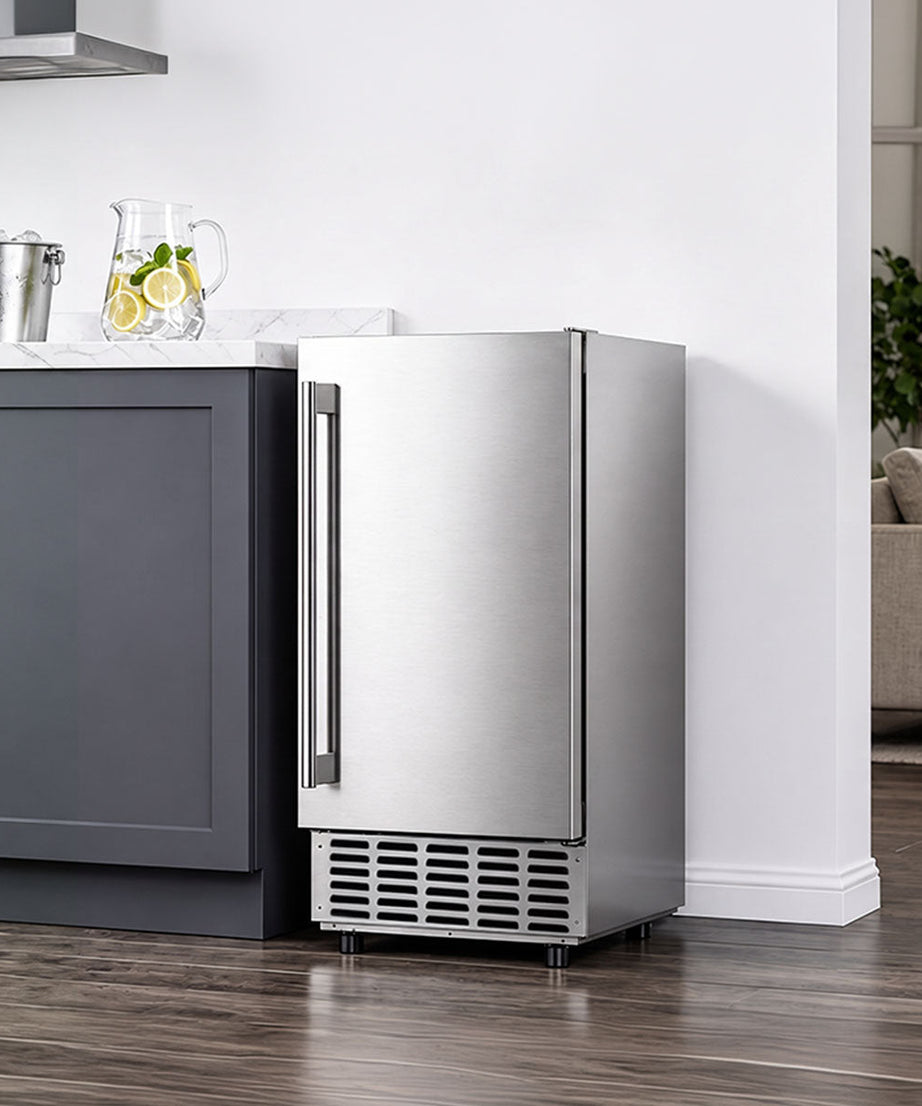 Kismile Commercial Built-in Ice Maker Machine,70Lbs/Day,Under Counter Ice Cube Maker with 24H Timer,Reversible Door,Built-in Freestanding Ice Maker for Home & Office(Silver)