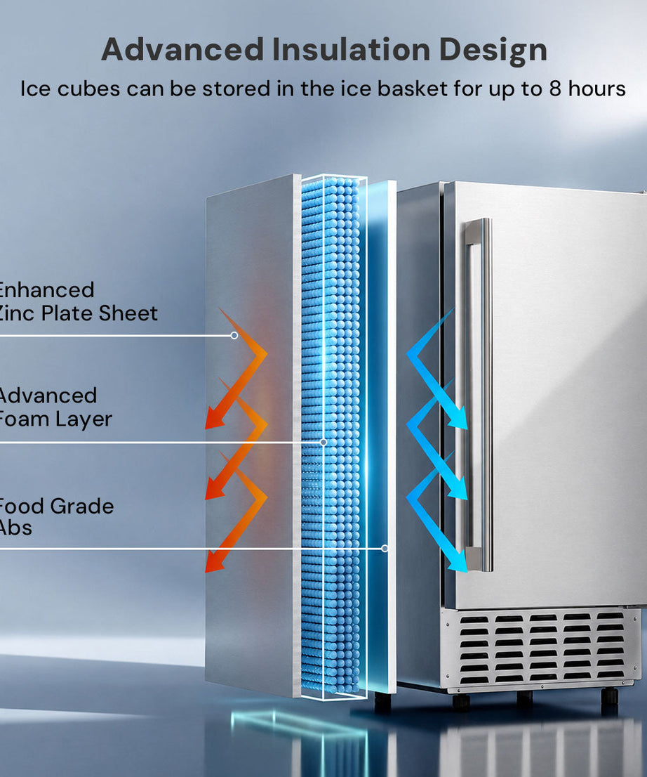 Kismile Commercial Built-in Ice Maker Machine,70Lbs/Day,Under Counter Ice Cube Maker with 24H Timer,Reversible Door,Built-in Freestanding Ice Maker for Home & Office(Silver)
