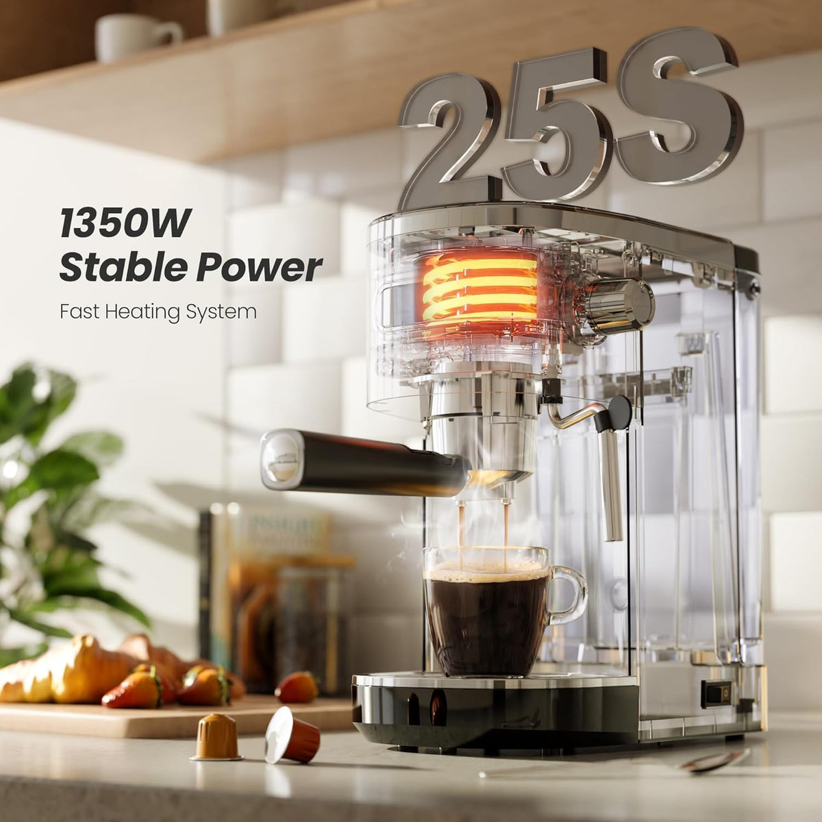 Kismile Espresso Machine, Semi-Automatic Coffee Maker with Bean Grinder and Milk Frother Steam Wand - Grazingbelles