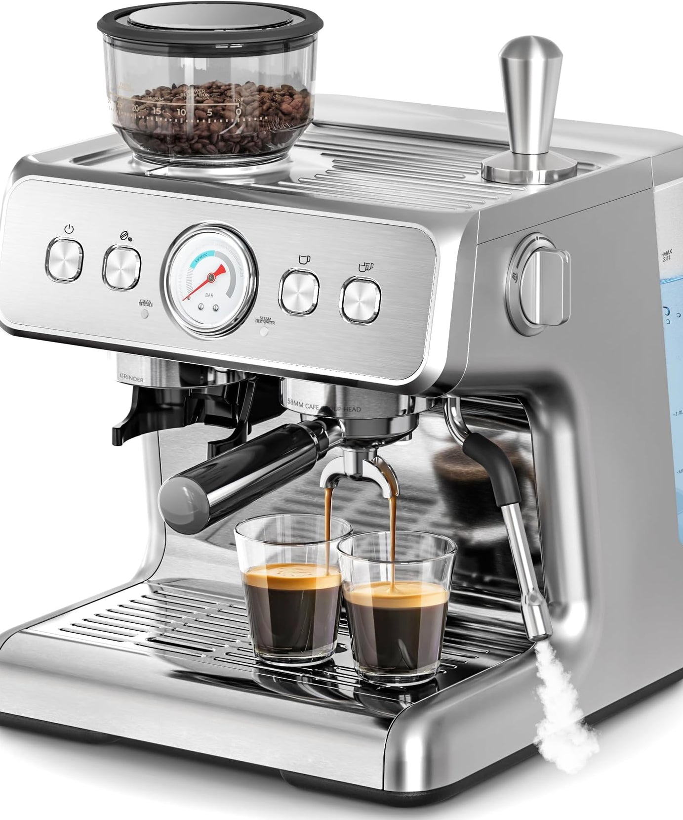 Kismile Espresso Machine, Semi-Automatic Coffee Maker with Bean Grinder and Milk Frother Steam Wand - Grazingbelles