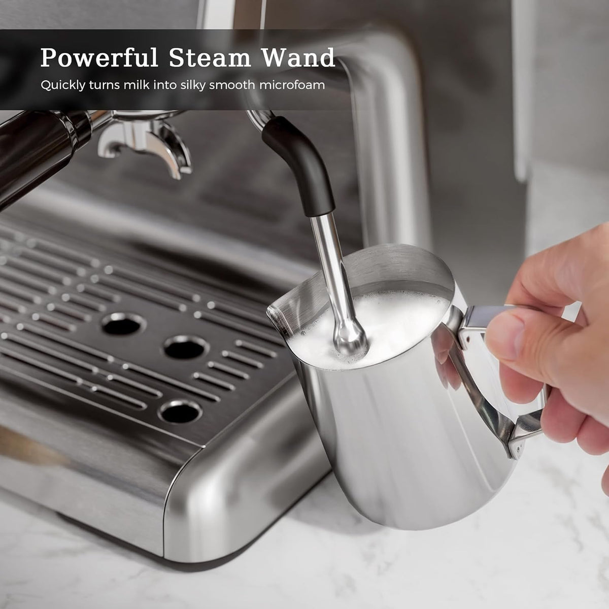 Kismile Espresso Machine, Semi-Automatic Coffee Maker with Bean Grinder and Milk Frother Steam Wand - Grazingbelles