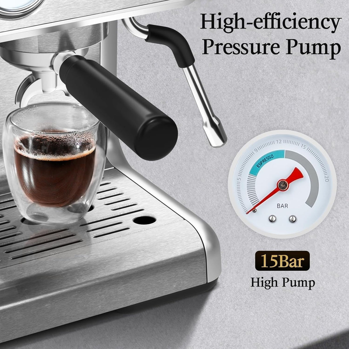 Kismile Espresso Machine, Semi-Automatic Coffee Maker with Bean Grinder and Milk Frother Steam Wand - Grazingbelles