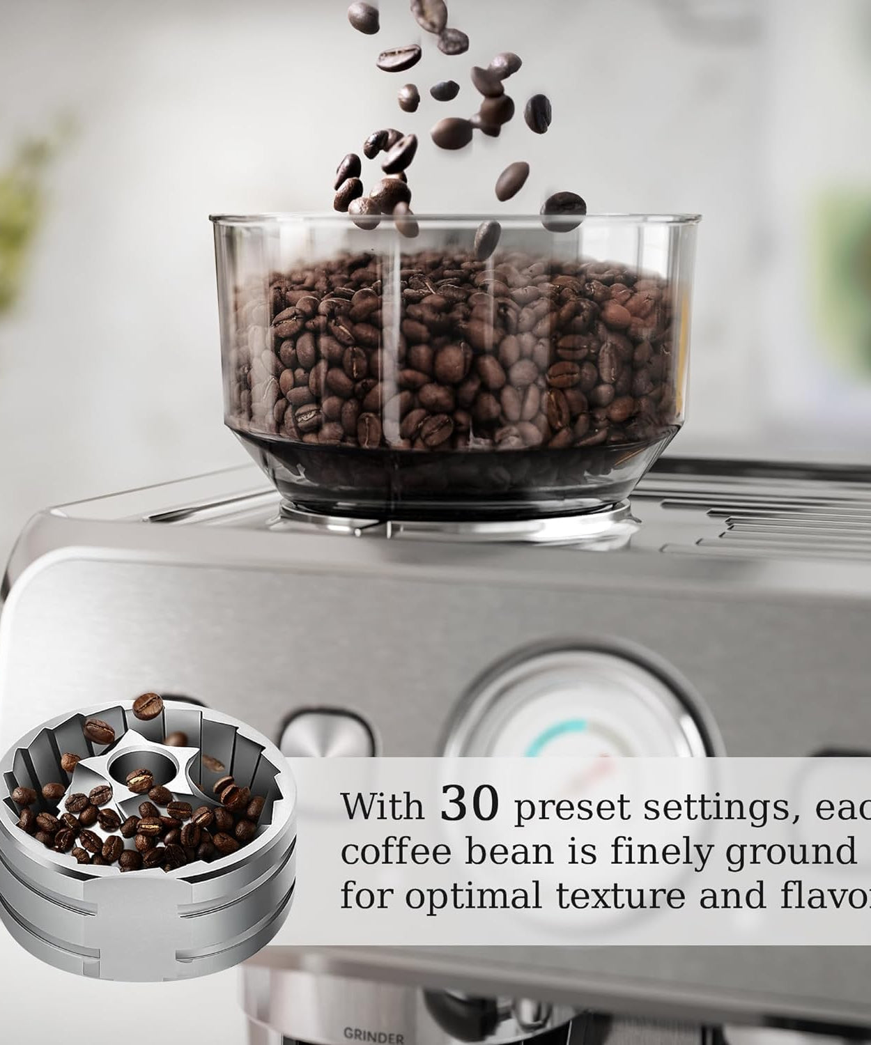 Kismile Espresso Machine, Semi-Automatic Coffee Maker with Bean Grinder and Milk Frother Steam Wand - Grazingbelles