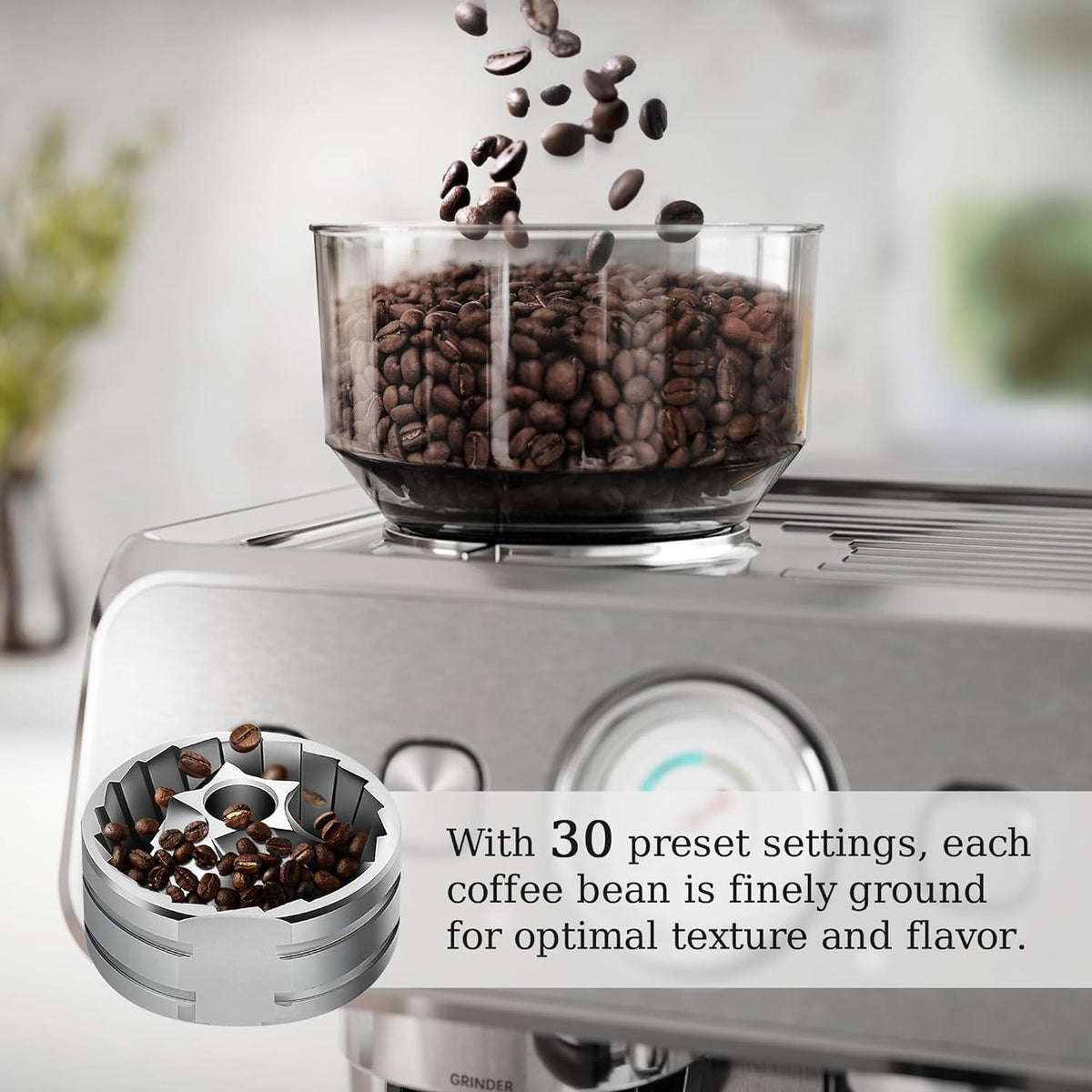 Kismile Espresso Machine, Semi-Automatic Coffee Maker with Bean Grinder and Milk Frother Steam Wand - Grazingbelles