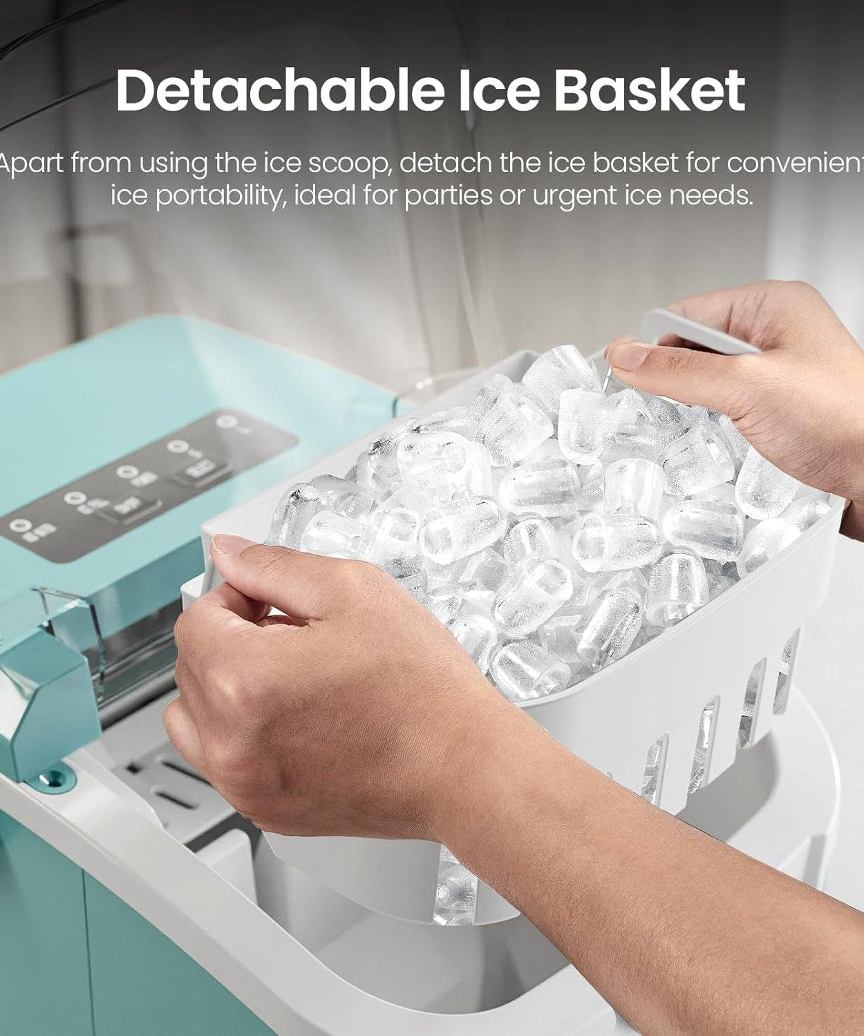 Kismile Ice Makers Countertop with Handle,8 Cubes in 6 Mins,Portable Ice Machine with Self-Cleaning for Home 58012RIM0