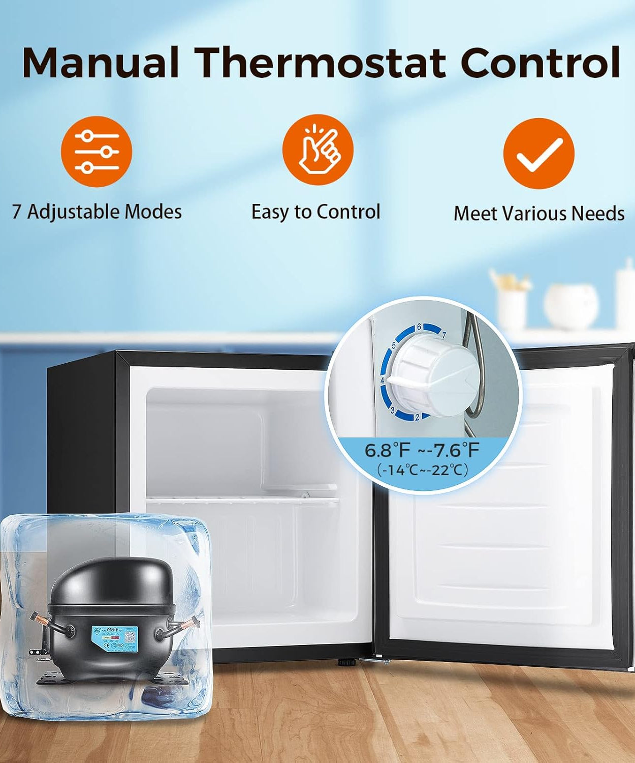 Kismile Mini Freezer,1.1 Cu.ft Upright Freezer with Reversible Single Door - Grazingbelles