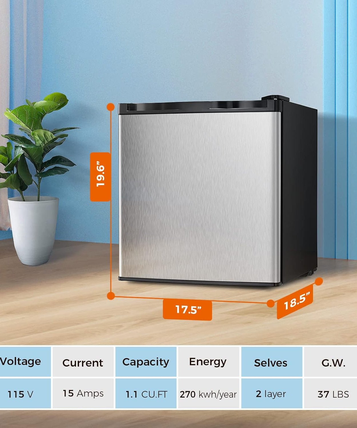 Kismile Mini Freezer,1.1 Cu.ft Upright Freezer with Reversible Single Door - Grazingbelles